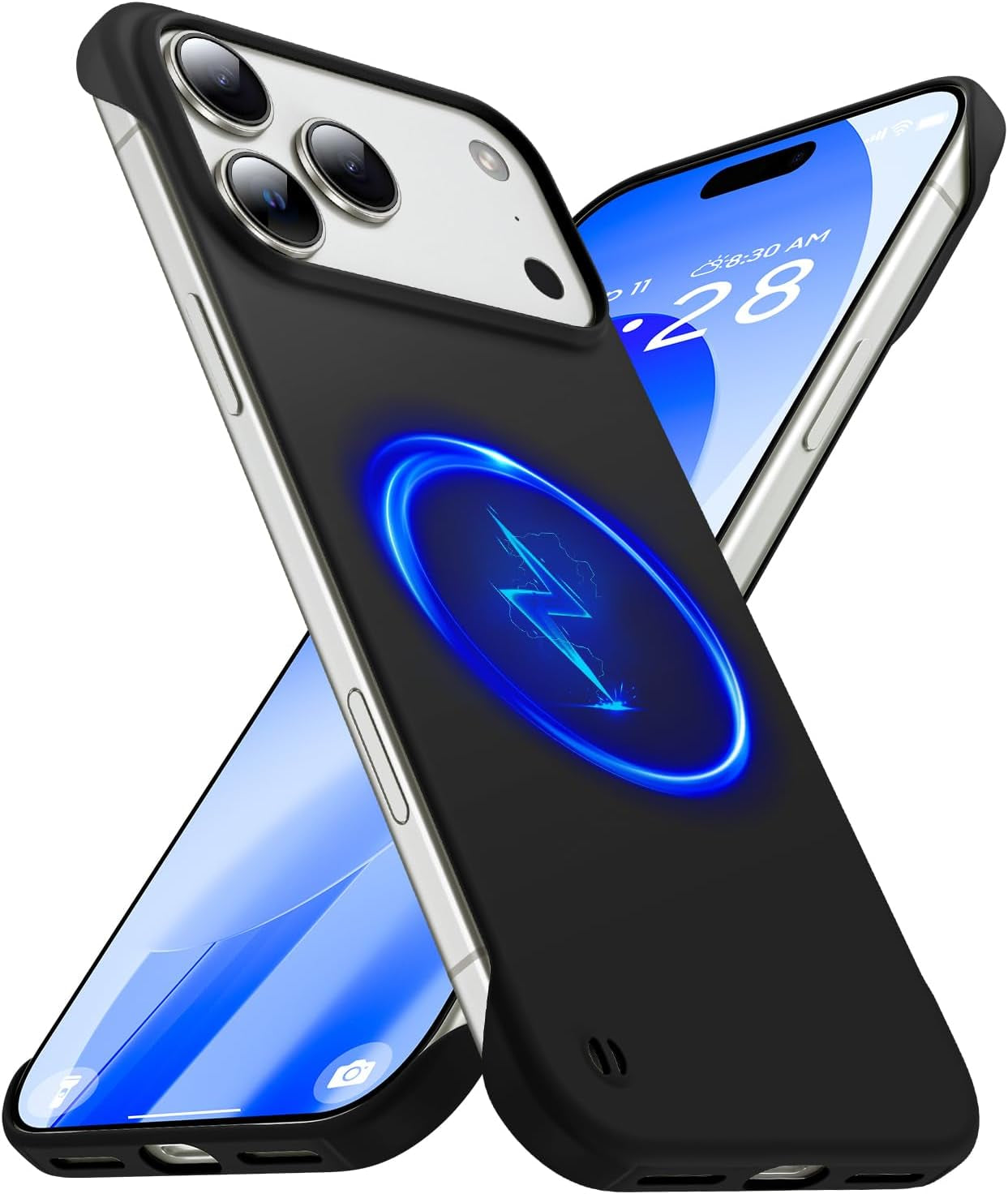 Magnetic Slim Case Fit for Iphone 17 Pro Max Phone Case 6.9"(2025) Ultra-Thin Lightweight Durable Frameless Matte Hard for Magsafe Cover Case with Pull Ring Shockproof Non Slip Rope-Black