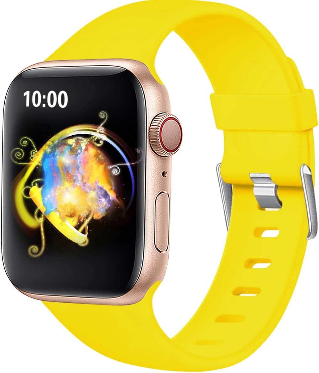 Compatible for Apple Watch Band 38Mm 40Mm 41Mm 42Mm 44Mm 45Mm,Soft Silicone Sport Replacement Strap Compatible with Iwatch Series SE/7/6/5/4/3/2/1 Women Men