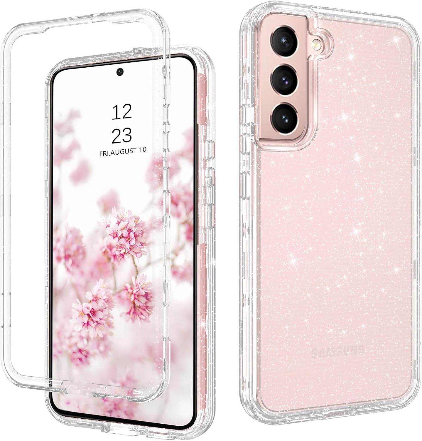 DOMAVER for Samsung Galaxy S22 plus Case Clear Glitter Shockproof Bling Shining Transparent Durable Duty Protective Cover【Not FIT Galaxy S22】【Not FIT Galaxy S22 Ultra】