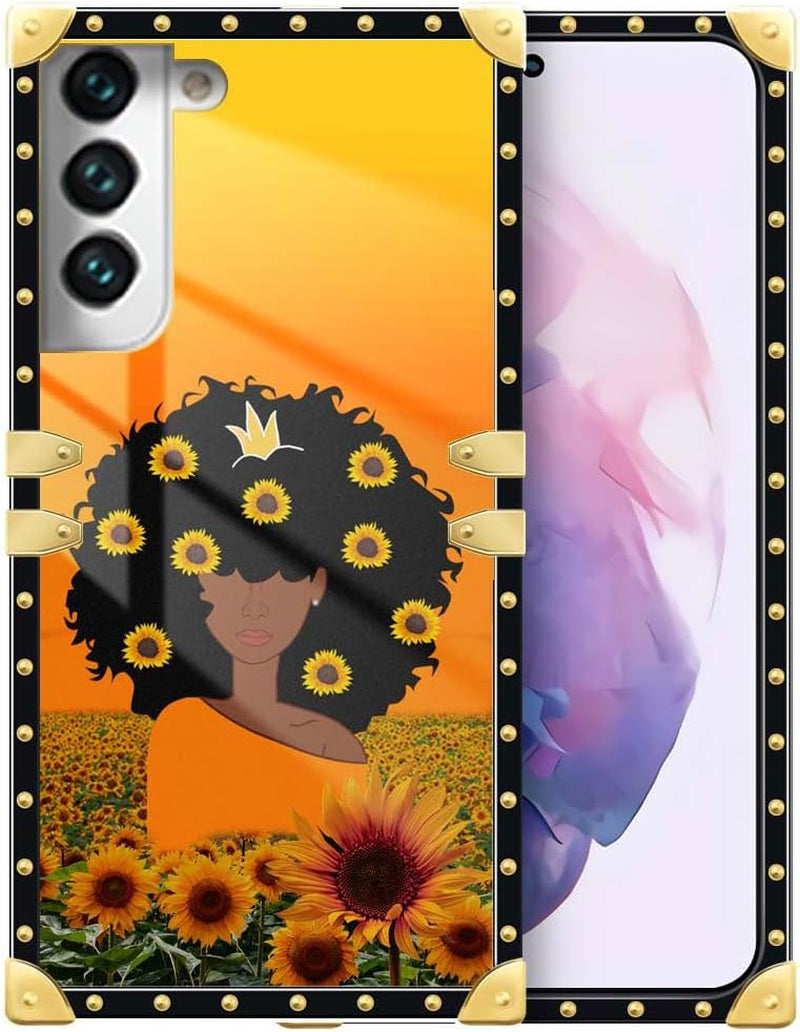 Compatible with Samsung Galaxy S22 plus Case, J Brown Black Girl A01 Luxury TPU Corner Shockproof Protection Cover for Women Girls for Samsung Galaxy S22 Plus