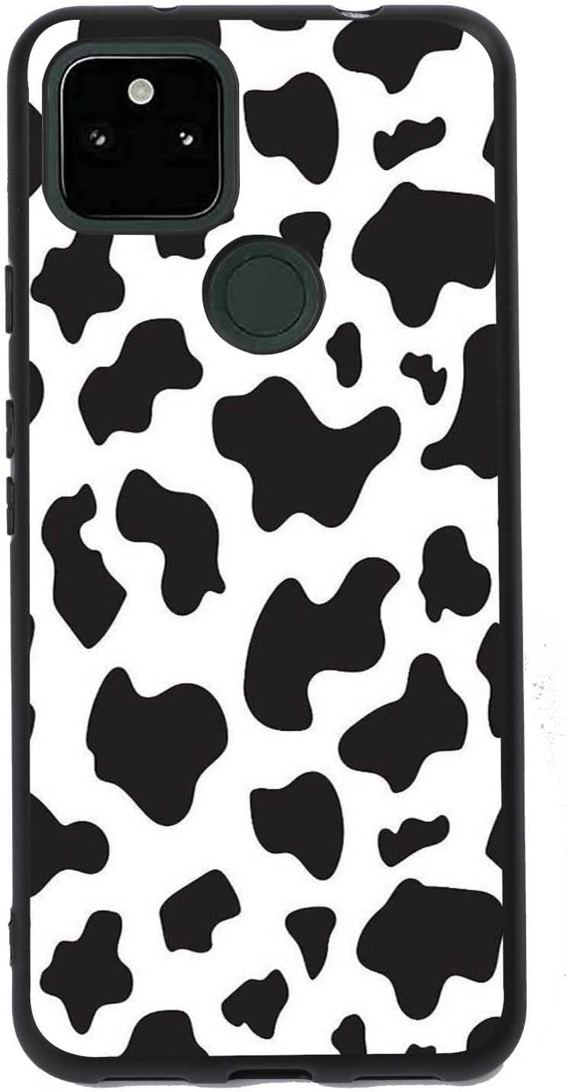 Compatible with Google Pixel 5A 5G Anime Case, Anime Nature Landscape Collage Pattern for Google Case Men Women, Soft Silicone Trendy Shockproof Case for Google  taciengbo Black And White Cowprint  