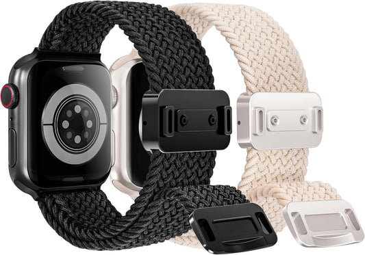 Arae 2 Pack Magnetic Stretchy Watch Band Compatible for Apple Watch Band 38Mm 40Mm 41Mm Wristbands for Iwatch Series 9 8 7 6 5 4 SE 3 2 1 Ultra 1 2 Women Men