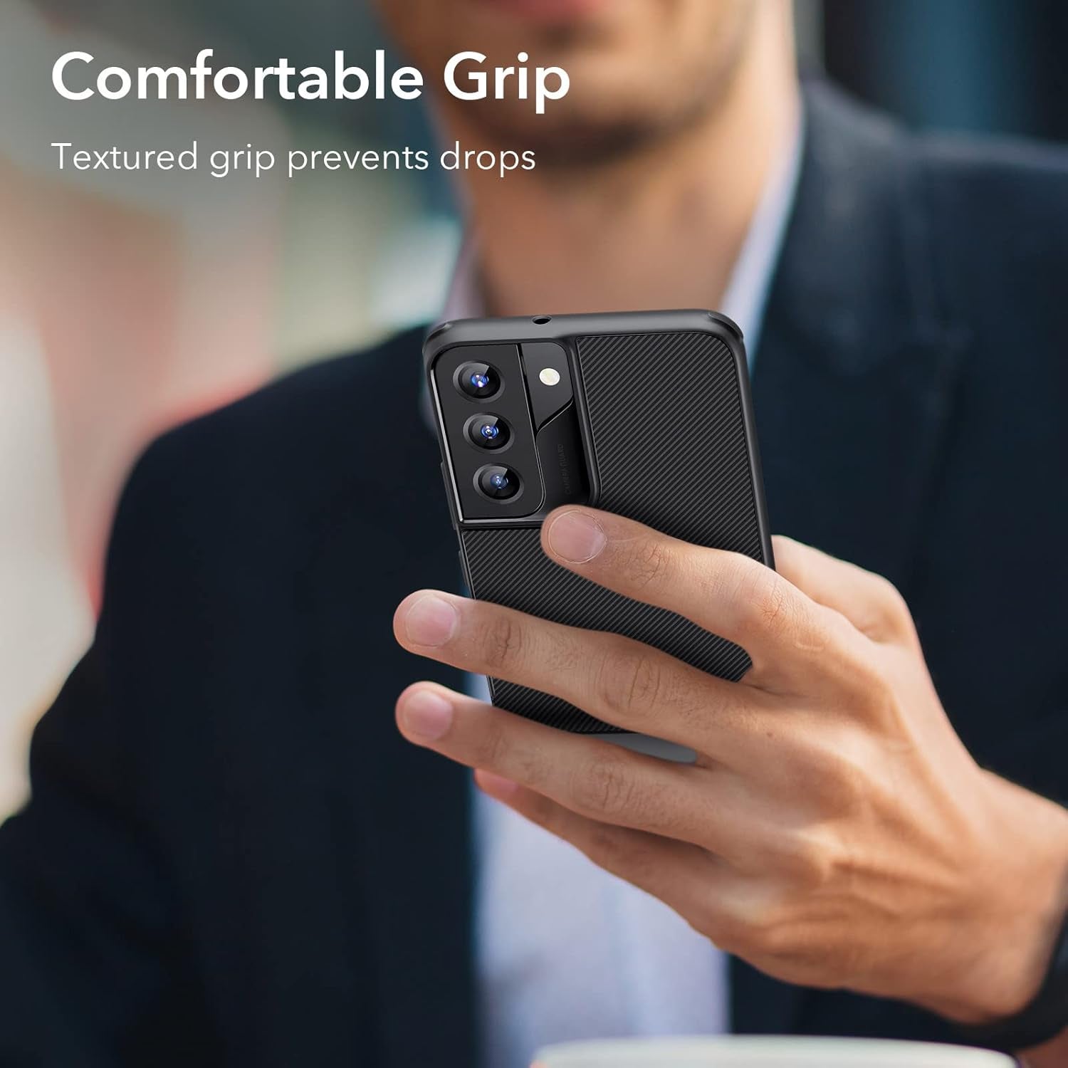 ESR Metal Kickstand Case Compatible with Samsung Galaxy S22 (6.1 Inch) (2022), Versatile Patented Kickstand, Slim Flexible Back Cover, Black