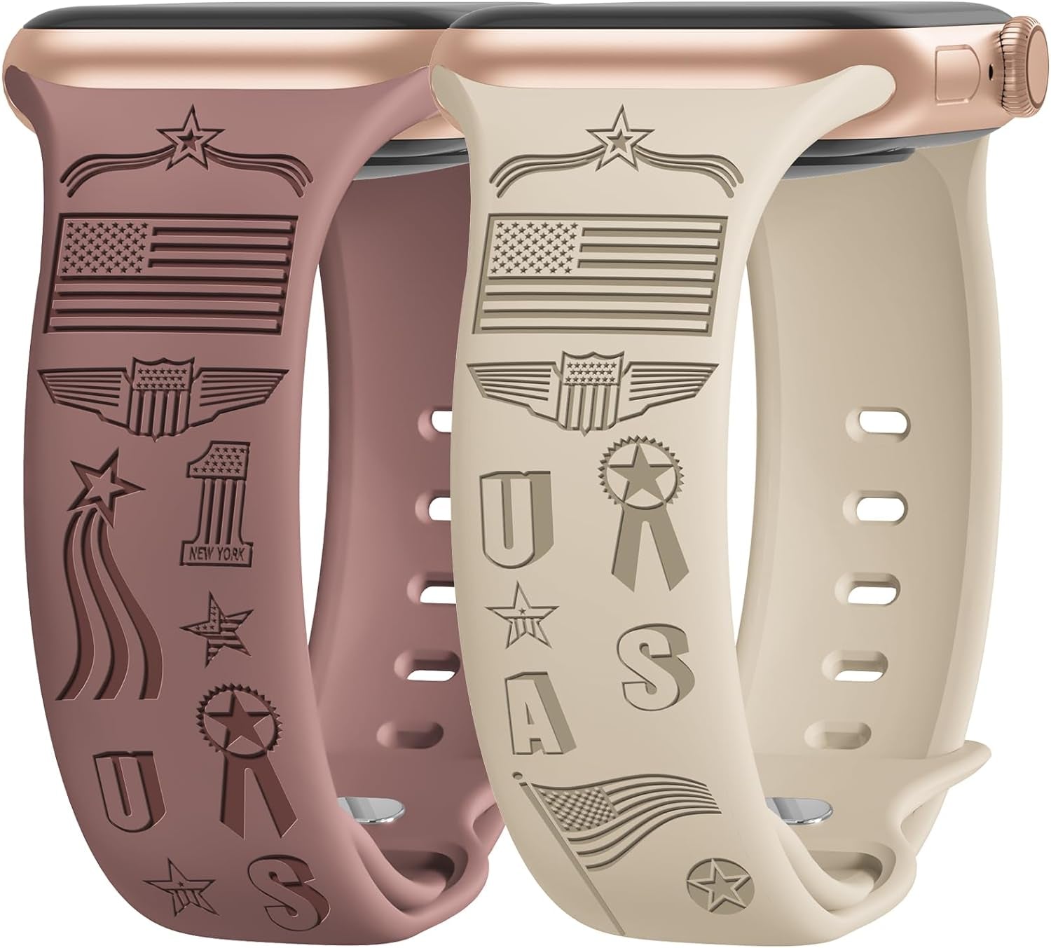 2 Packs Cute Engraved Bands Compatible with Apple Watch Bands 38Mm 40Mm 41Mm 44Mm 45Mm 42Mm 49Mm, Women Designer Soft Silicone Replacement Strap for Iwatch Series SE 9 8 7 6 5 4 3 2 1 Ultra