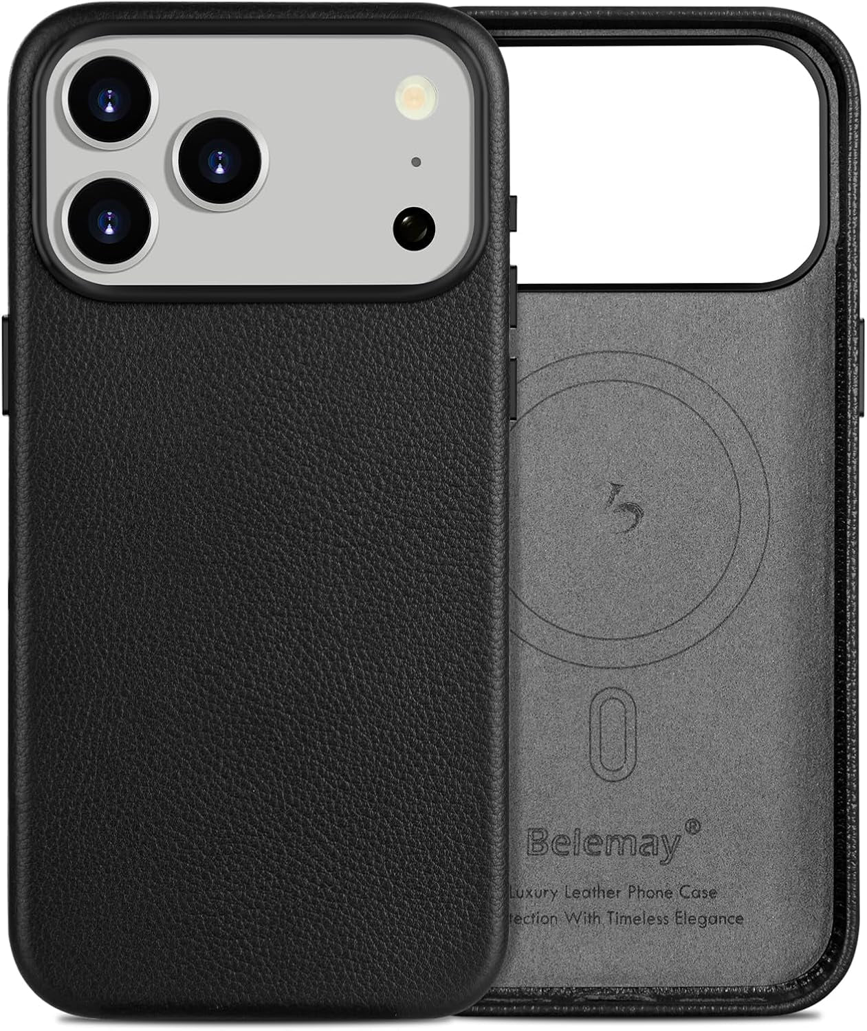 Belemay Handcrafted Premium Tumbled Leather Case for Iphone 17 Pro Max, Compatible with Magsafe, Distinctive Texture, Natural Patina, Camera Control Button, Metal Buttons Phone Cover (6.9"), Brown