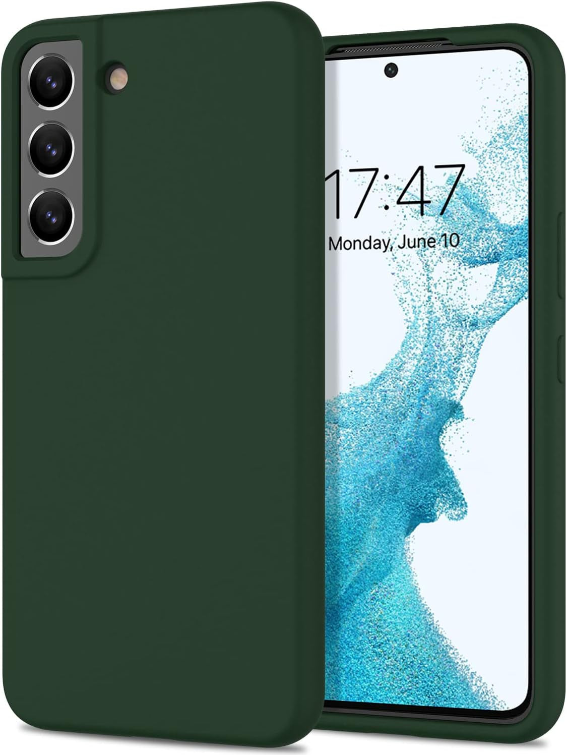 DEENAKIN for Samsung Galaxy S22 plus Case Silicone,Silky Smooth Flexible Gel Rubber Bumper Cover with Soft Microfiber Lining Slim Fit Protective Phone Case for Samsung Galaxy S22 plus Dark Green