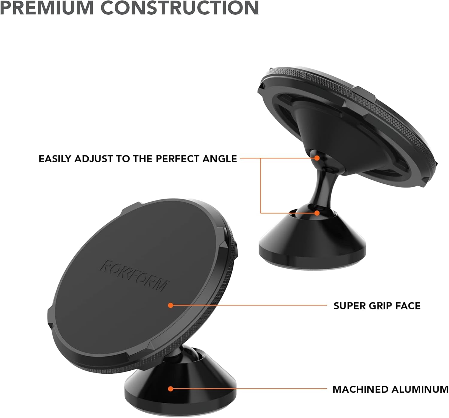 Rokform Dual Magnet Swivel Dash Mount, Magnetic Adhesive Swivel Mount