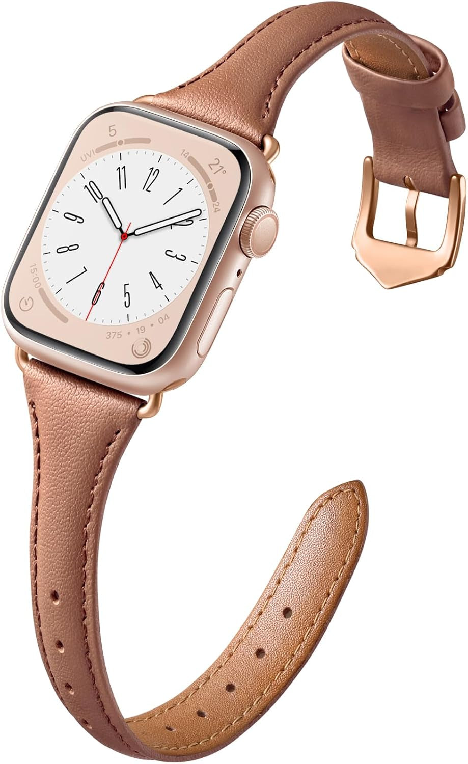 Daqin Slim Leather Band Compatible with Apple Watch Bands for Women 40Mm 38Mm 41Mm 42Mm 44Mm 45Mm 49Mm, Top Grain Genuine Leather Strap Thin Wristband for Iwatch Bands for Women Series 9 8 7 6 5 4 3 2 1 SE Ultra 2