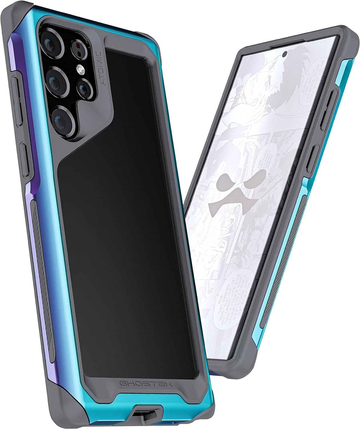 Ghostek ATOMIC Slim S22+ plus Case with Crystal Clear Back and Aluminum Metal Bumper Heavy Duty Protection Wireless Charging Compatible Designed for 2022 Samsung Galaxy S22+ plus 5G (6.6 Inch) (Black)