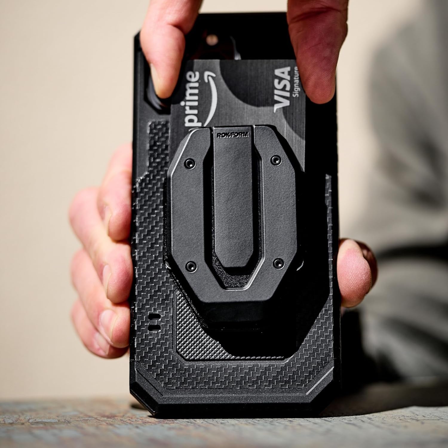 Rokform - Fuzion Magnetic Aluminum Wallet with Stand, Designed for Mag Safe Compatible Phone Cases (Black)