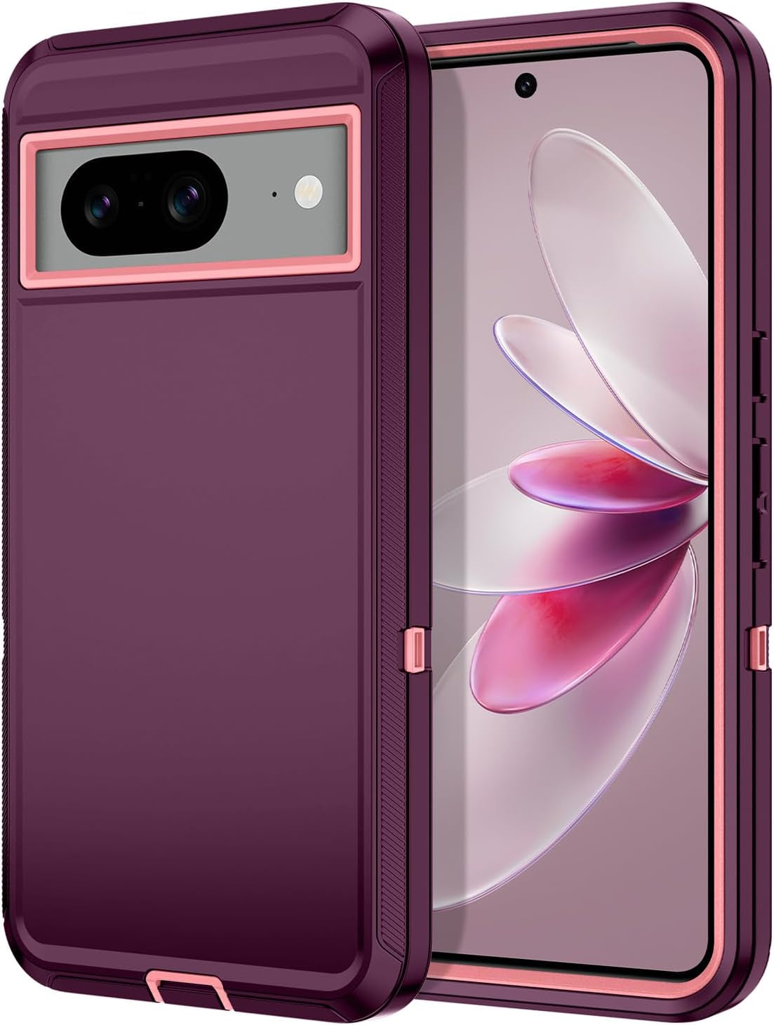 Hucasok for Google Pixel 8 Case Shockproof Rugged Full Body Protection Scratch Resistant Heavy Duty Dust/Drop Proof 3-Layer Durable Cover Case for Google Pixel 8 6.2 Inch,Navy Blue  Hucasok Purple/Pink Google Pixel 8 6.2 Inch 