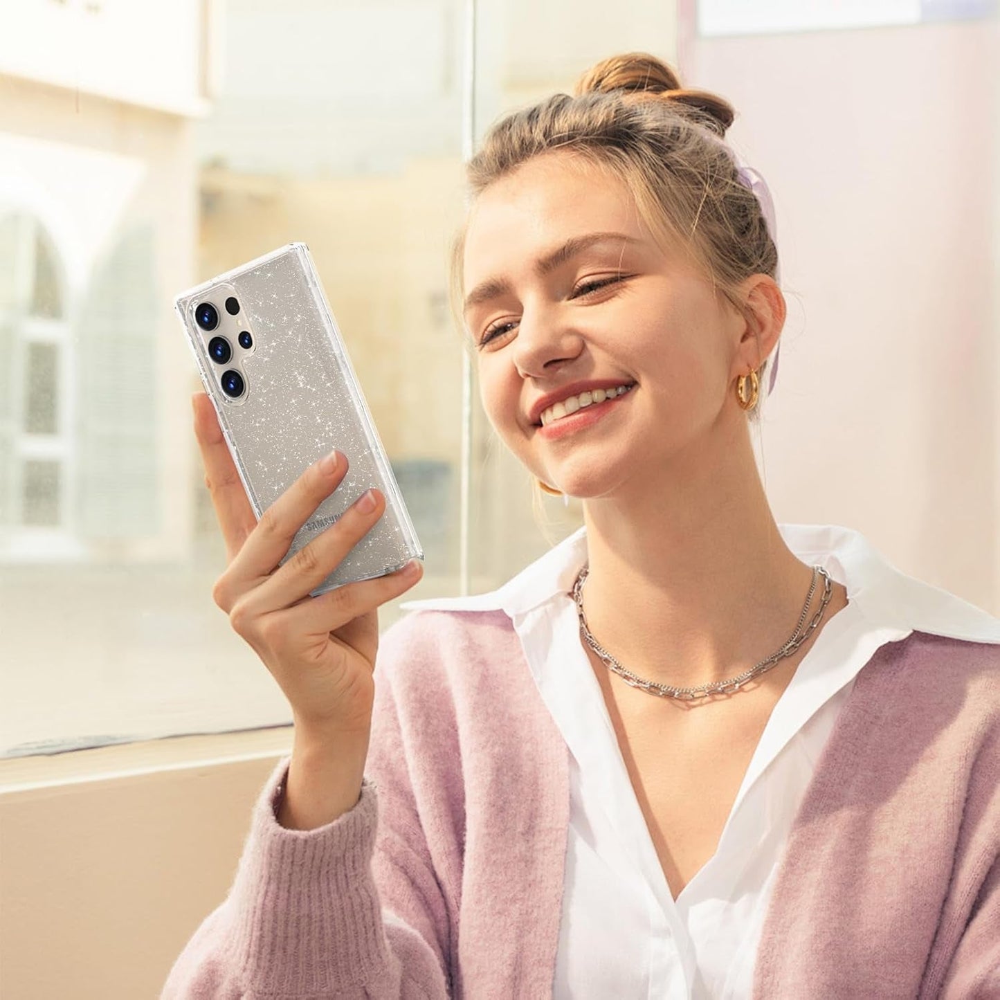 ACKETBOX for Samsung Galaxy S23 Ultra Case,Glitter Clear Case S23 Ultra,Shockproof Bumper Protective Phone Cover,Designed for Samsung Galaxy S23 Ultra 5G 6.8 Inch（Clear Bling）