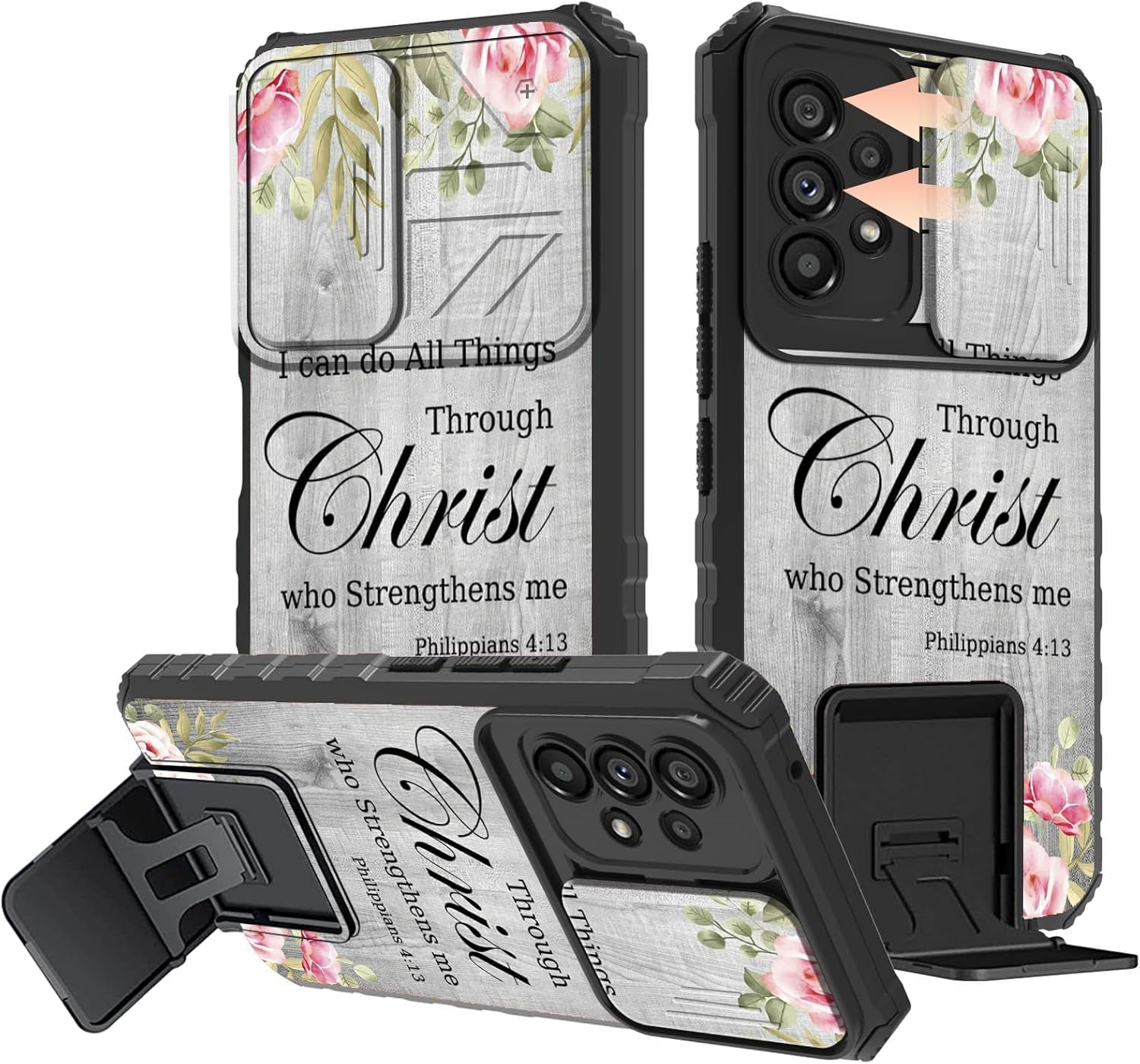 Galaxy A53 5G Phone Case with Slide Camera Cover Built-In Stand Kickstand Dual Layer Hybrid Shockproof Protective Case for Samsung Galaxy A53 5G, Retro Audio Cassette