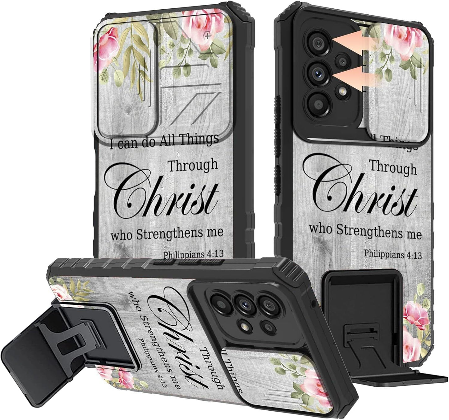 Galaxy A53 5G Phone Case with Slide Camera Cover Built-In Stand Kickstand Dual Layer Hybrid Shockproof Protective Case for Samsung Galaxy A53 5G, Retro Audio Cassette