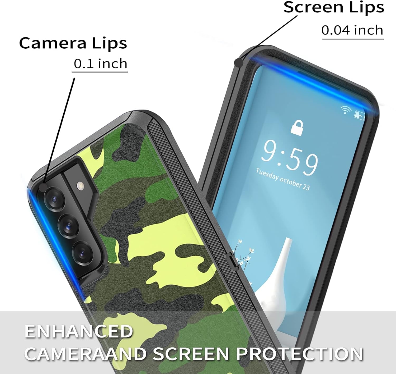 For Galaxy S22 plus Case with Belt-Clip Holster, Rugged Shockproof Military Grade Bumper Phone Cover Armor Heavy Duty for Samsung Galaxy S22 plus (Camouflage)