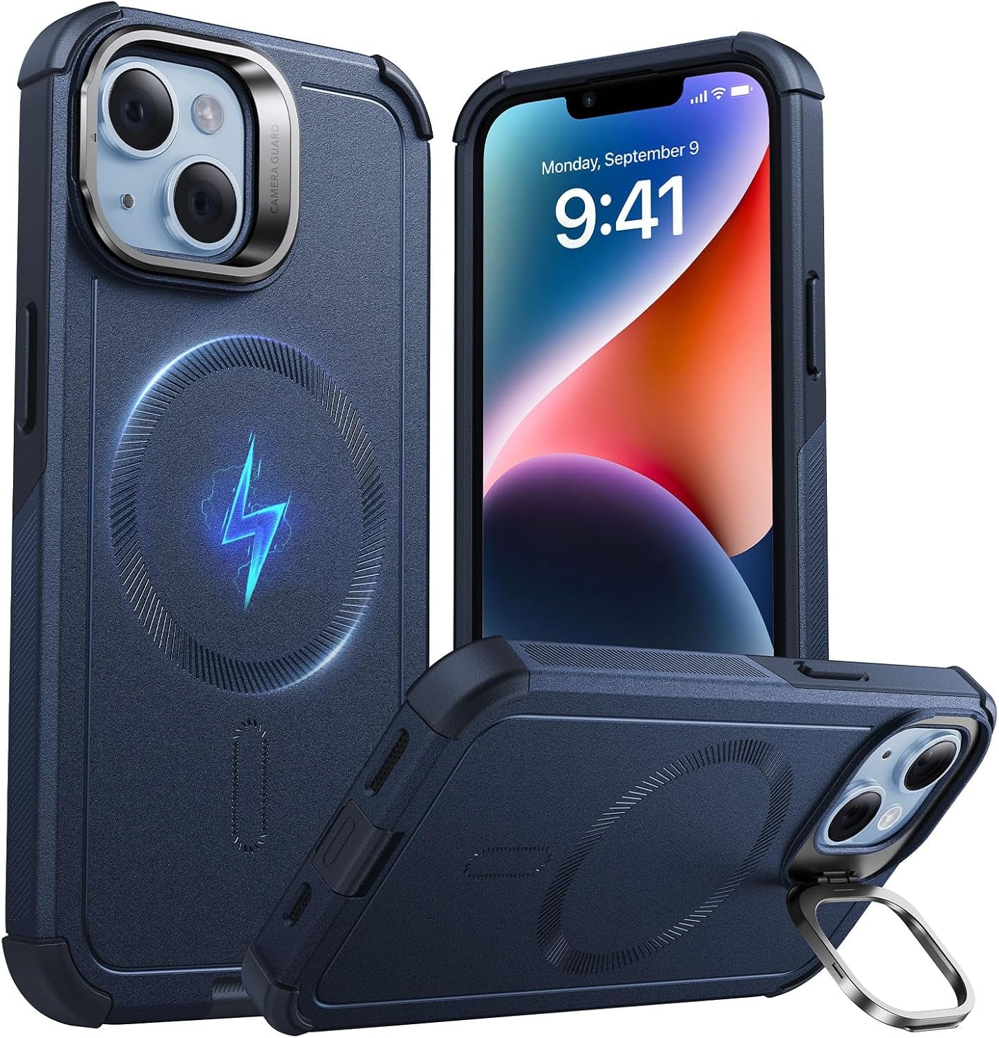 ESR for Iphone 17 Pro Case with Stash Stand, 7X Military-Grade Drop Protection with Camera Control, Shock-Absorbing Phone Rugged Cover, Compatible with Magsafe Accessories, Cyber Series, Black