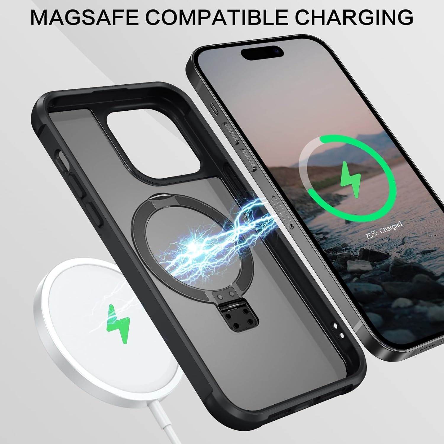 BENTOBEN for Iphone 14 Pro Max Phone Case with Invisible Magnetic Stand,Iphone 14 Pro Max Case[Compatible with Magsafe]Translucent Shockproof Women Men Protective Case for Iphone 14 Pro Max 6.7",Black  BENTOBEN   