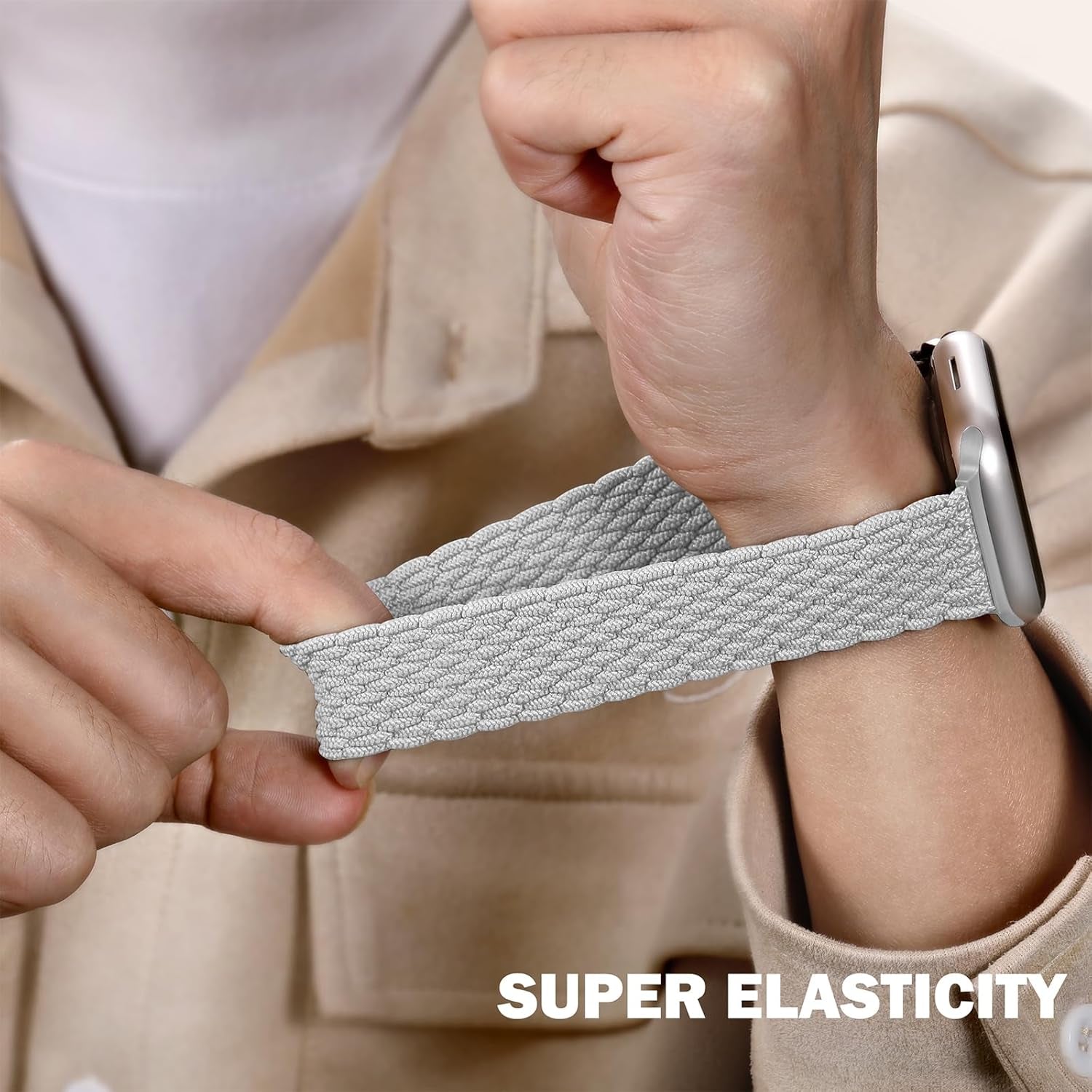 Braided Bands Compatible with Apple Watch Band 38Mm 40Mm 41Mm 42Mm 44Mm 45Mm 49Mm Women Men, Adjustable Stretchy Soft Nylon Strap for Iwatch Series 9 8 7 6 5 4 3 2 1 SE Ultra/Ultra 2