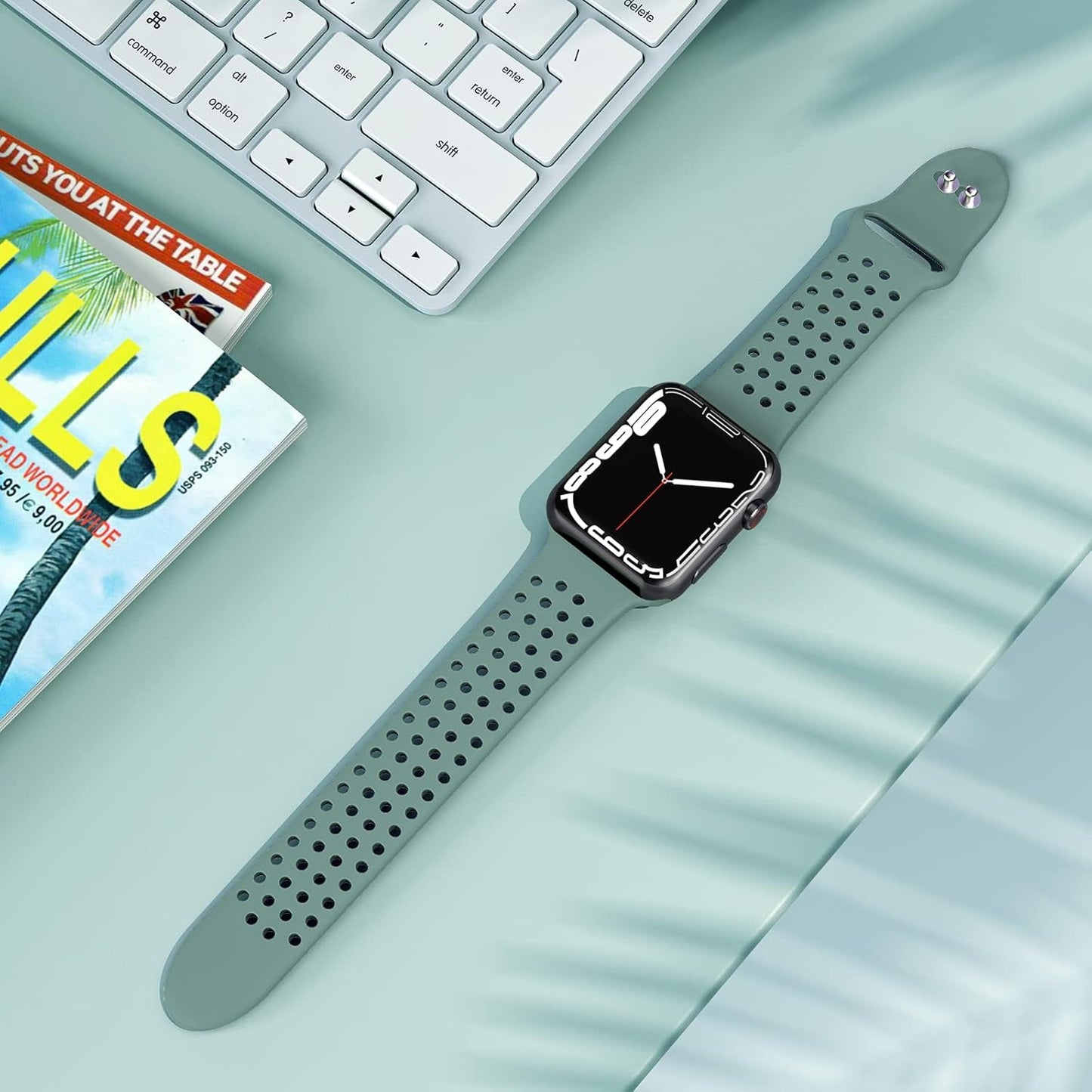 6 Pack Sport Bands Compatible for Apple Watch Bands 49Mm 45Mm 44Mm 42Mm 41Mm 40Mm 38Mm,Breathable Soft Silicone Sport Women Men Replacement Strap Compatible for Iwatch Series 9 Ultra2/Ultra 8 7 6 5 4 3 2 1 SE