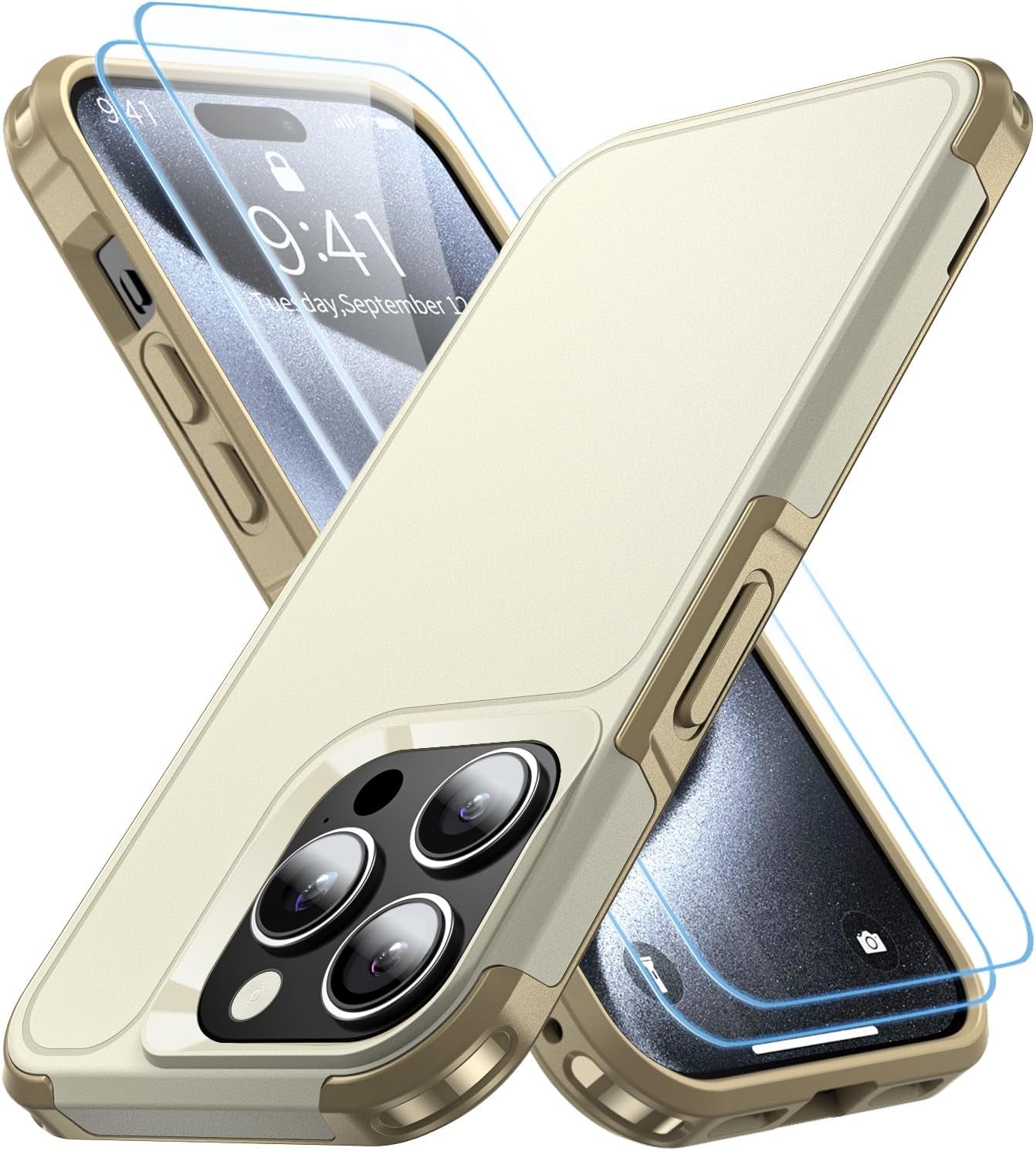 AEDILYS Shockproof for Iphone 15 Pro Case,[18 FT Military Grade Drop Protection],With 2X[Tempered Glass Screen Protector ] with Air Bumpers Full-Body Protective Phone Case,Blue  AEDILYS   