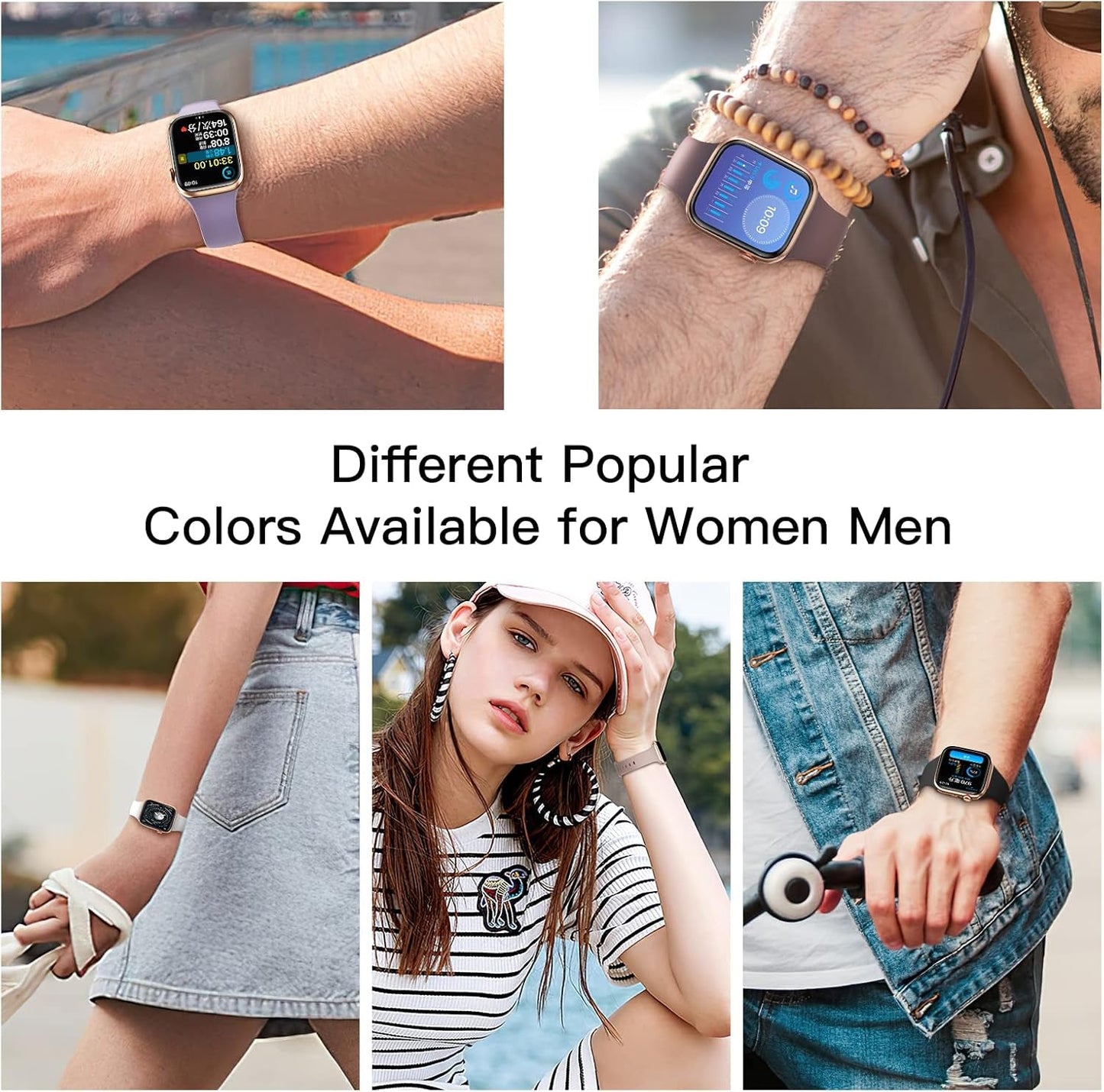 10 Pack Sport Bands for Apple Watch Band 40Mm 38Mm 41Mm 45Mm 44Mm 49Mm42Mm Women Men,Soft Silicone Waterproof Rubber Strap Wristbands for Iwatch Apple Watch Series Ultra SE 8 7 6 5 4 3 2 1 Band