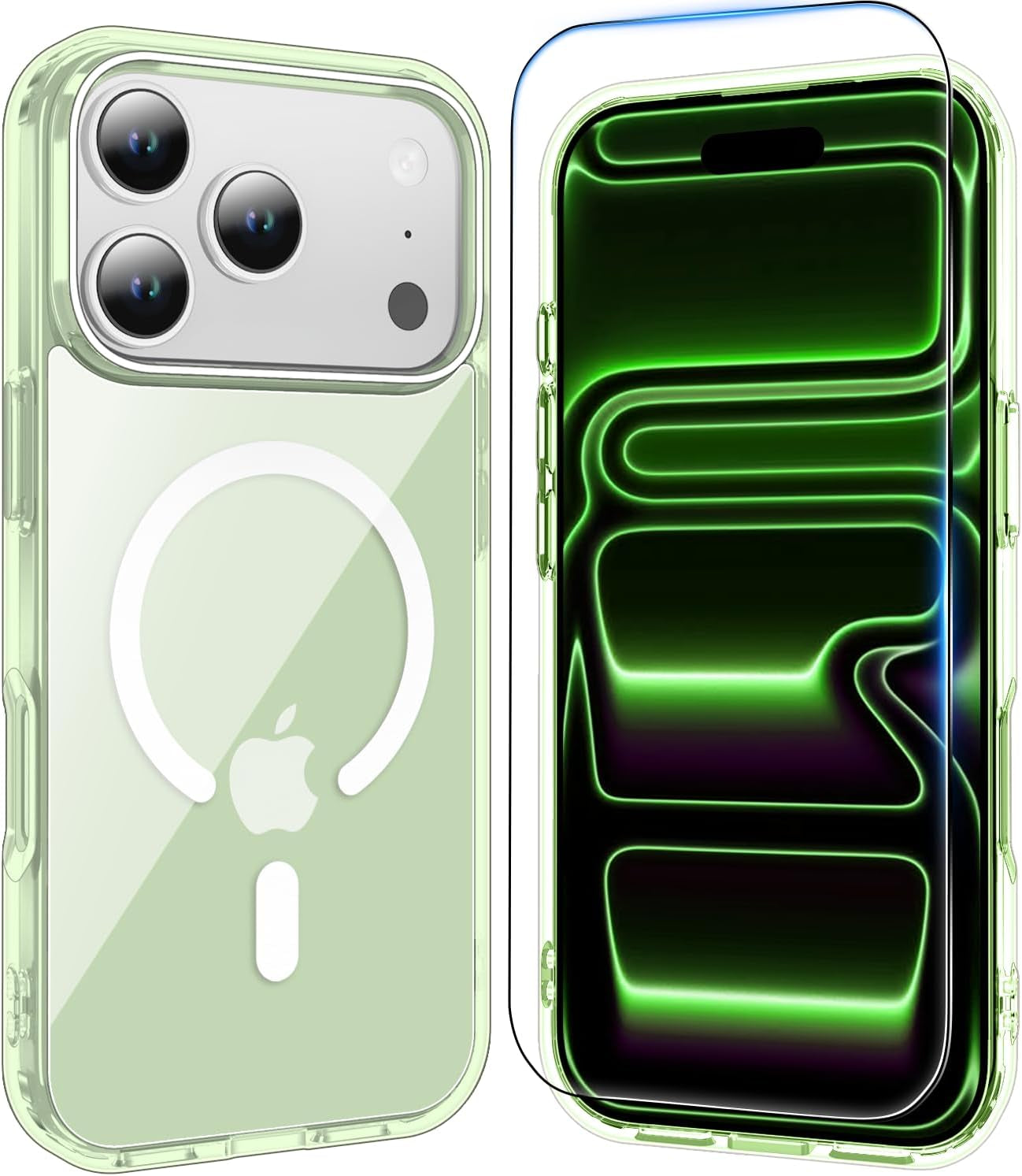 Temdan for Iphone 17 Pro Max Case Clear with Screen Protector, Compatible with Magsafe, Anti-Yellowing, Military-Grade Protection, Shockproof Slim Magnetic Phone Case Cover, Transparent