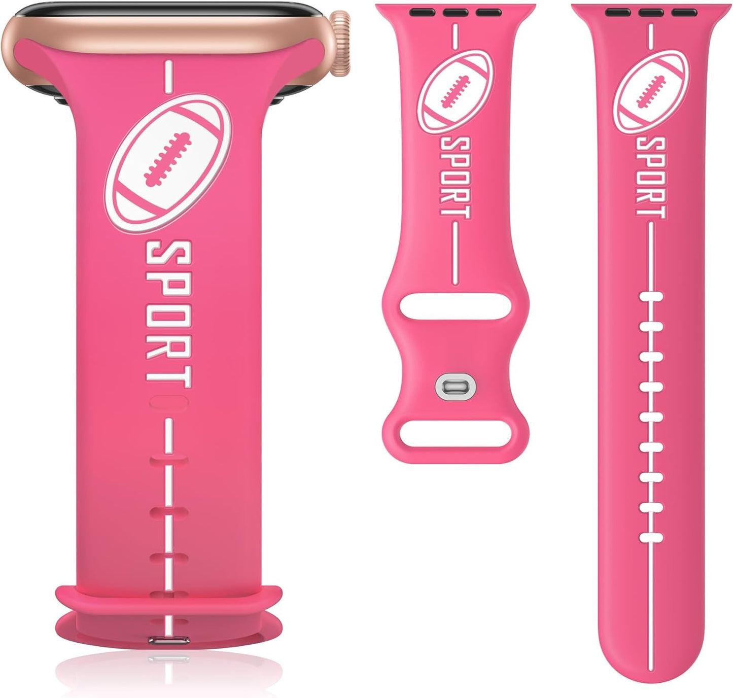 Designer Band for Apple Watch Band 38Mm 40Mm 41Mm 42Mm 44Mm 45Mm 49Mm Women Men,Silicone Waterproof Football Sport Strap for Iwatch Series 9 Ultra 8 7 6 5 4 3 2 1 SE Replacement Wristbands Grey Green