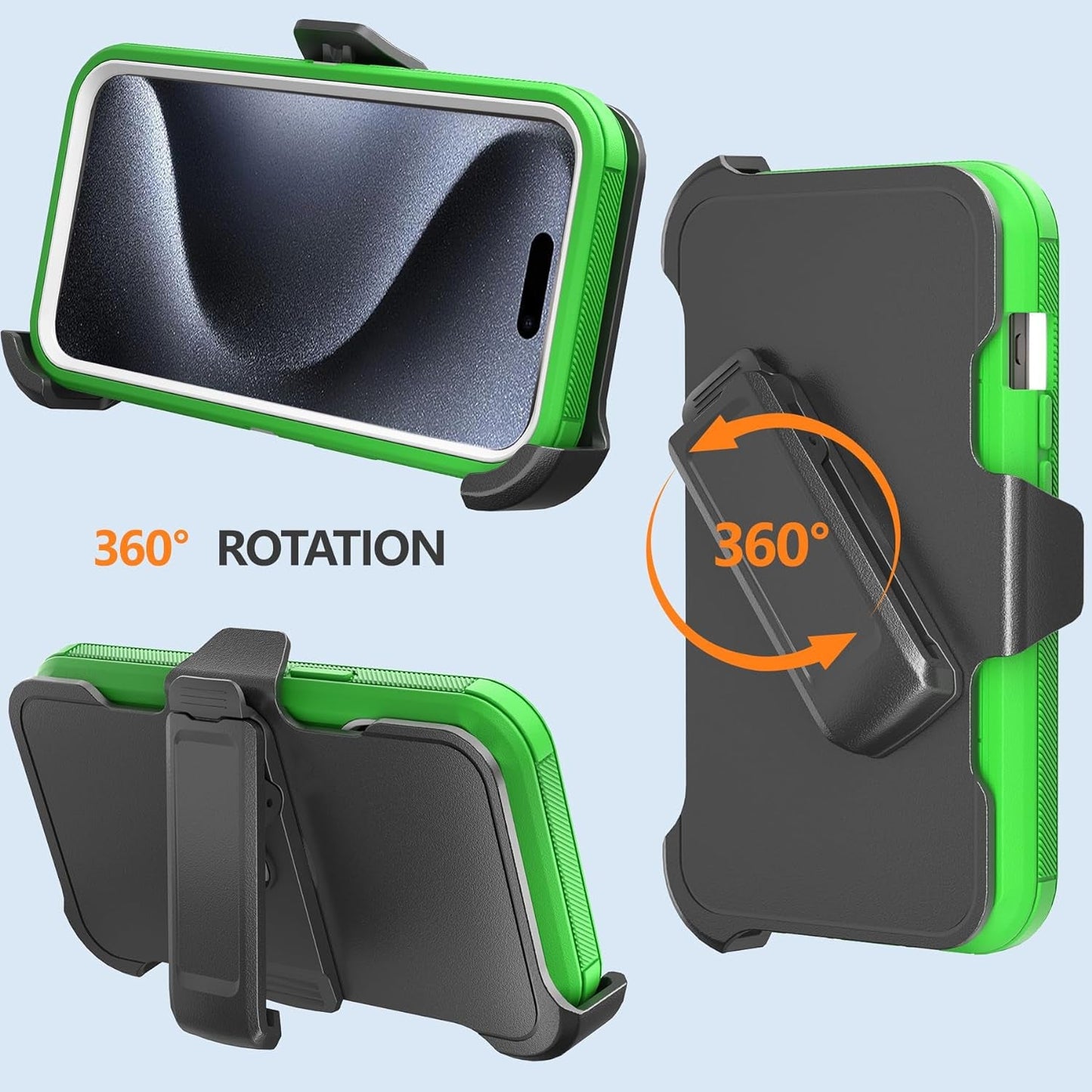 NIFFPD for Apple Iphone 15 Pro Max Case with Belt Clip & Kickstand, Full-Body Protection Multi Layers Rugged Case with Belt Holster for Apple Iphone 15 Pro Max 6.7 Inch 2023(Green+White)  NIFFPD   