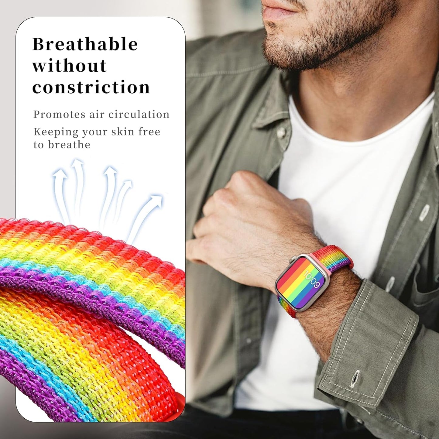 Durable and Breathable Sport Nylon Loop Band Compatible with Apple Watch Bands for Men Women 49Mm 45Mm 44Mm 42Mm, Lightweight Soft Strap for Iwatch Series Ultra 2 Ultra 9 8 7 6 5 4 3 2 1 SE
