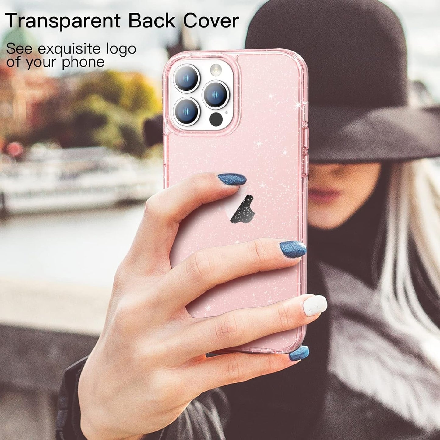 Jetech Glitter Case for Iphone 14 Pro Max 6.7-Inch, Bling Sparkle Shockproof Phone Bumper Cover, Cute Sparkly for Women and Girls (Pink)  JETech   