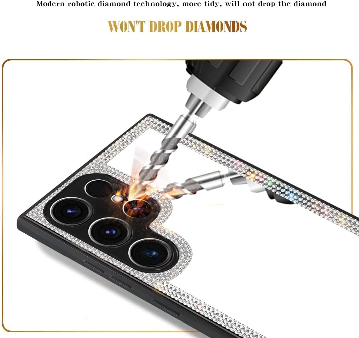 Cavdycidy Compatible with Samsung Galaxy S22 Ultra Mirror Case with Diamond,Girly Bling Acrylic Mirror Phone Case That Can Be Used for Outdoor Makeup for Women Girl