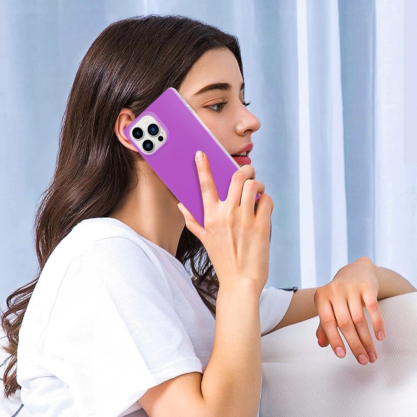Pevezeda Neon Series Designed for Iphone 15 Pro Max Case 6.7 Inch, Cute Retro Bright Design Shockproof Phone Cases for Women Girls [Square Edge Design] [Reinforced Corners Protection], Lavender  Pevezeda   