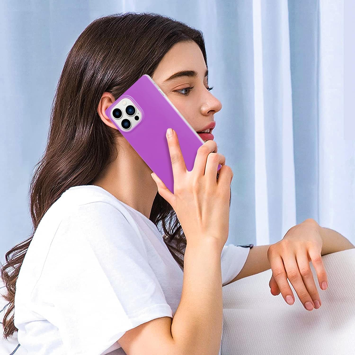 Pevezeda Neon Series Designed for Iphone 15 Pro Max Case 6.7 Inch, Cute Retro Bright Design Shockproof Phone Cases for Women Girls [Square Edge Design] [Reinforced Corners Protection], Lavender  Pevezeda   