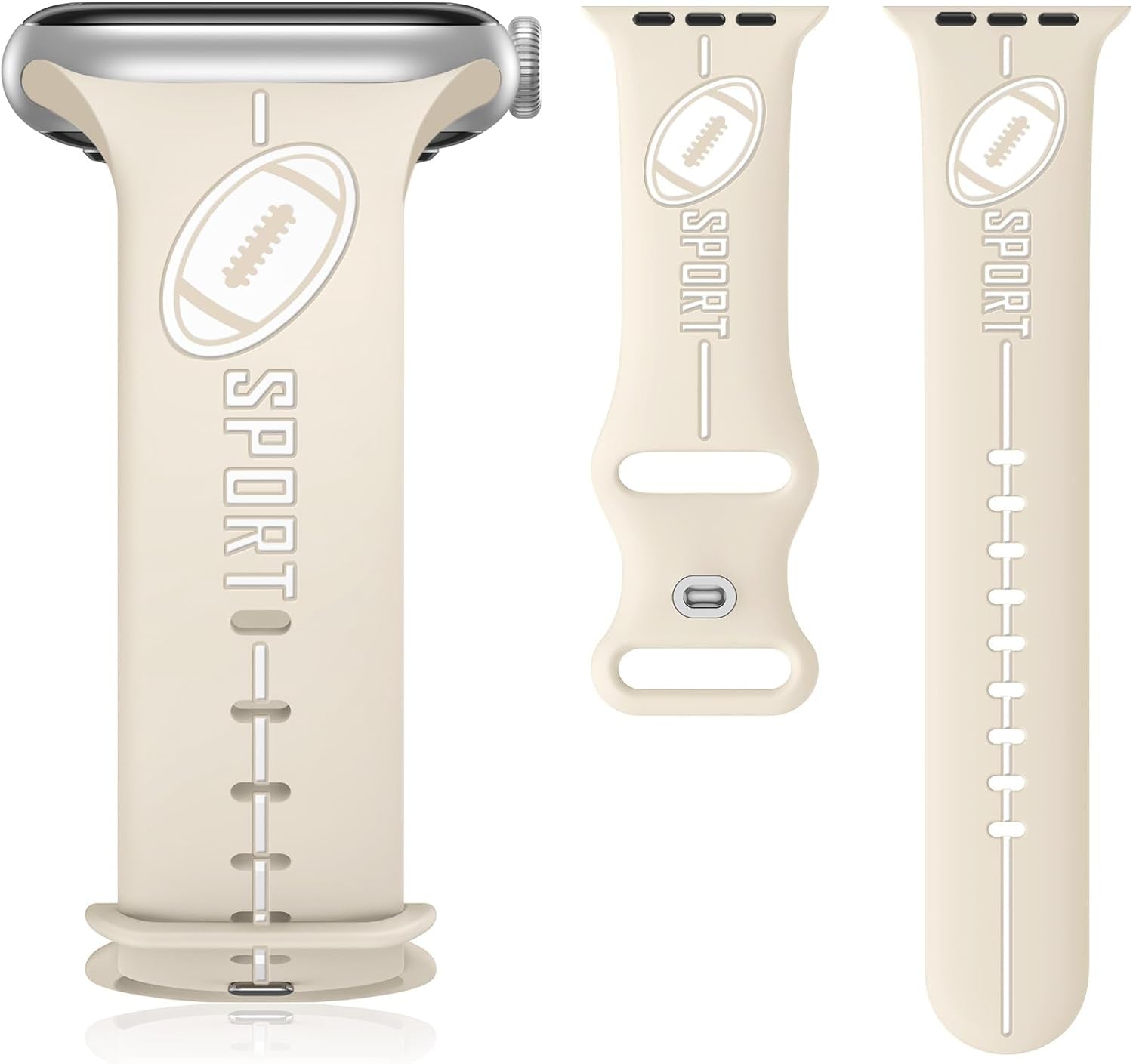 Designer Band for Apple Watch Band 38Mm 40Mm 41Mm 42Mm 44Mm 45Mm 49Mm Women Men,Silicone Waterproof Football Sport Strap for Iwatch Series 9 Ultra 8 7 6 5 4 3 2 1 SE Replacement Wristbands Grey Green