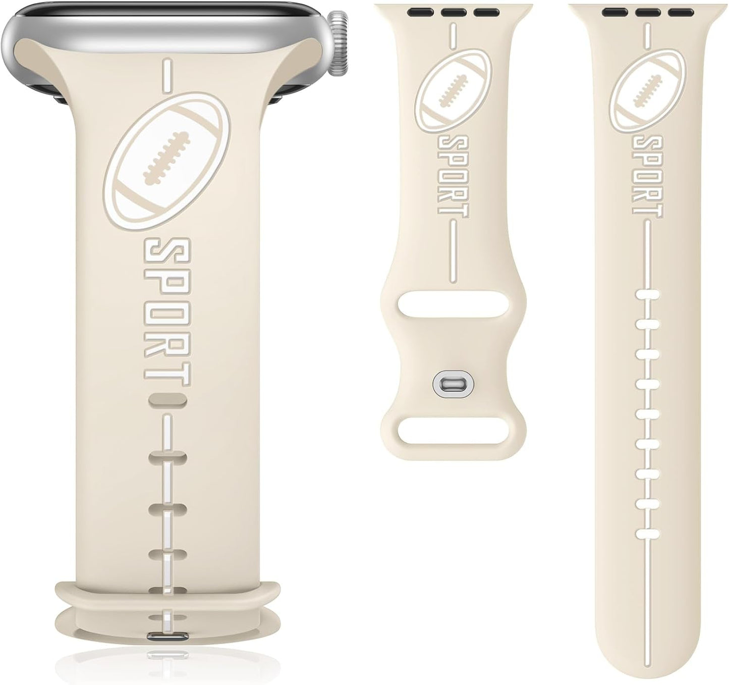 Designer Band for Apple Watch Band 38Mm 40Mm 41Mm 42Mm 44Mm 45Mm 49Mm Women Men,Silicone Waterproof Football Sport Strap for Iwatch Series 9 Ultra 8 7 6 5 4 3 2 1 SE Replacement Wristbands Grey Green