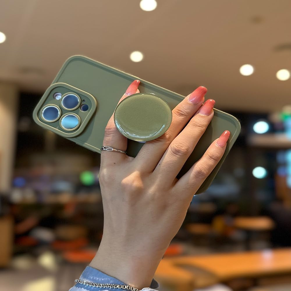 MUYEFW Silicone Case for Iphone 15 Pro Max Case 6.7-Inch, Women with Ring Holder Expanding Kickstand, Girl Cute Rubber Protective Phone Cover (Green)  MUYEFW Green  