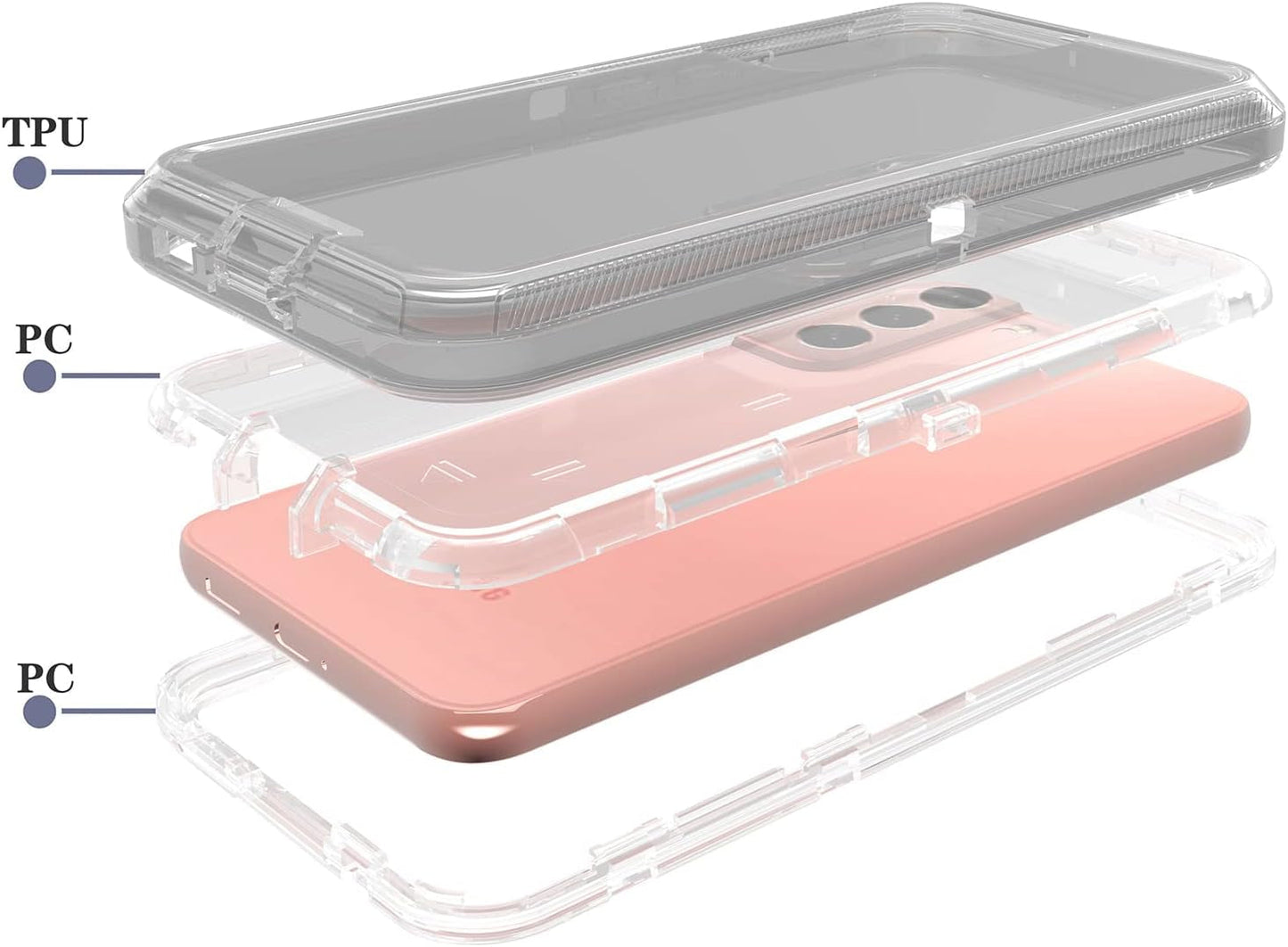 For Samsung Galaxy S22 plus Case Galaxy S22+ Case Military Drop Tested 3 in 1 Full Body Protective Cover Heavy Duty Armor Rugged Shockproof for Galaxy S22 plus S22+ Phone Case (Clear)