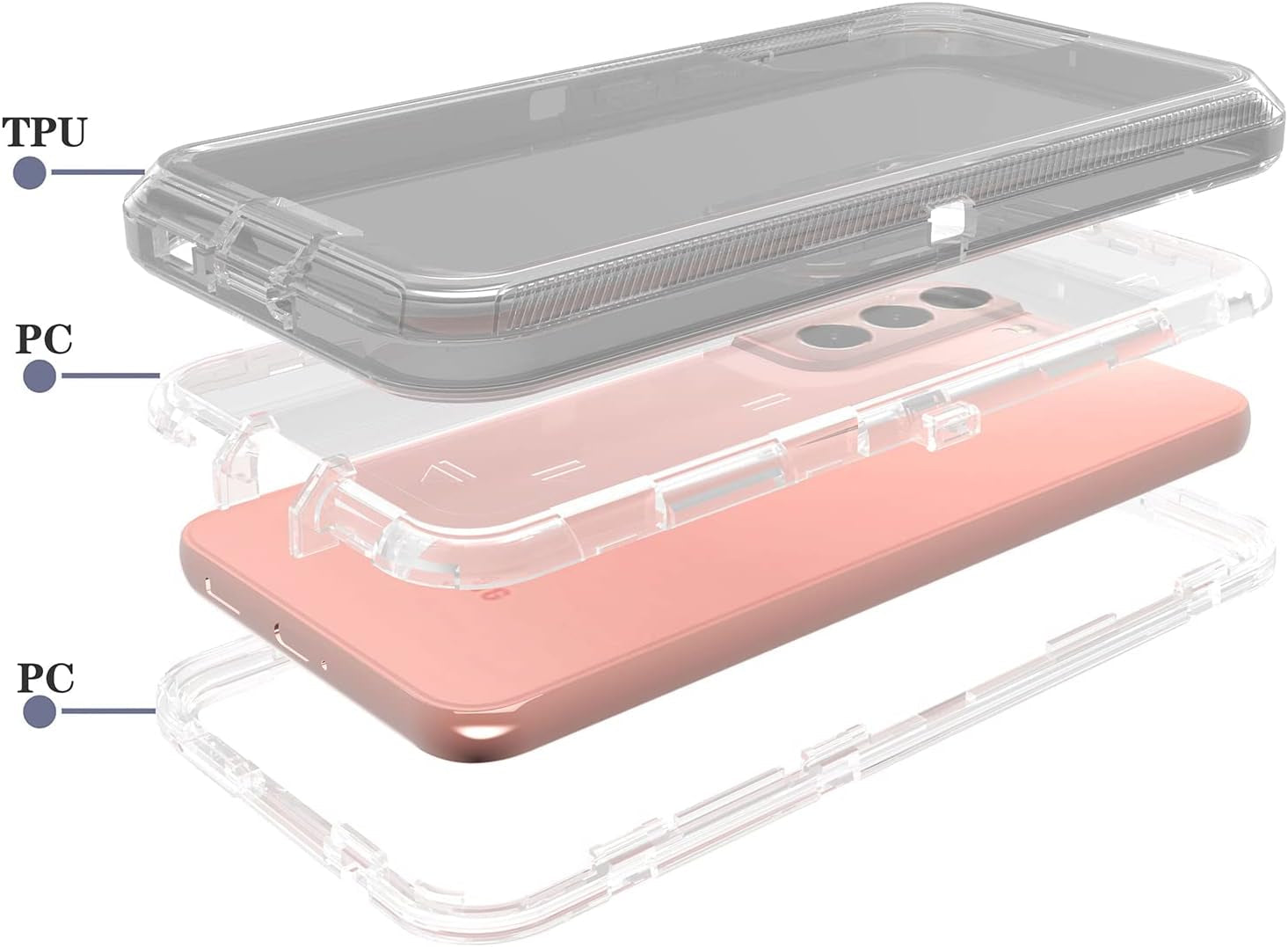 For Samsung Galaxy S22 plus Case Galaxy S22+ Case Military Drop Tested 3 in 1 Full Body Protective Cover Heavy Duty Armor Rugged Shockproof for Galaxy S22 plus S22+ Phone Case (Clear)