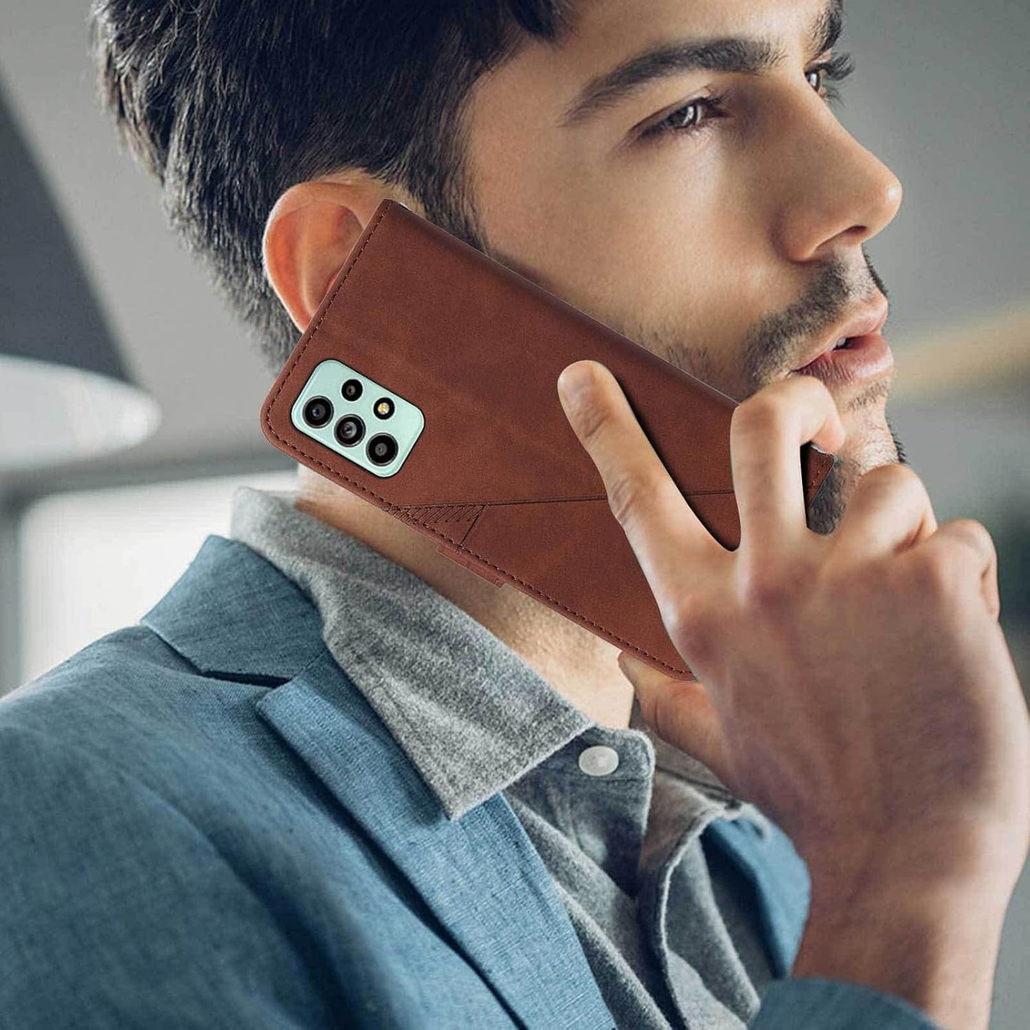 For Samsung A53 5G Case Wallet,[Kickstand][Wrist Strap][Card Holder Slots] A53 5G Phone Case,Tpu Interior Protective PU Leather Flip Cover (Brown)