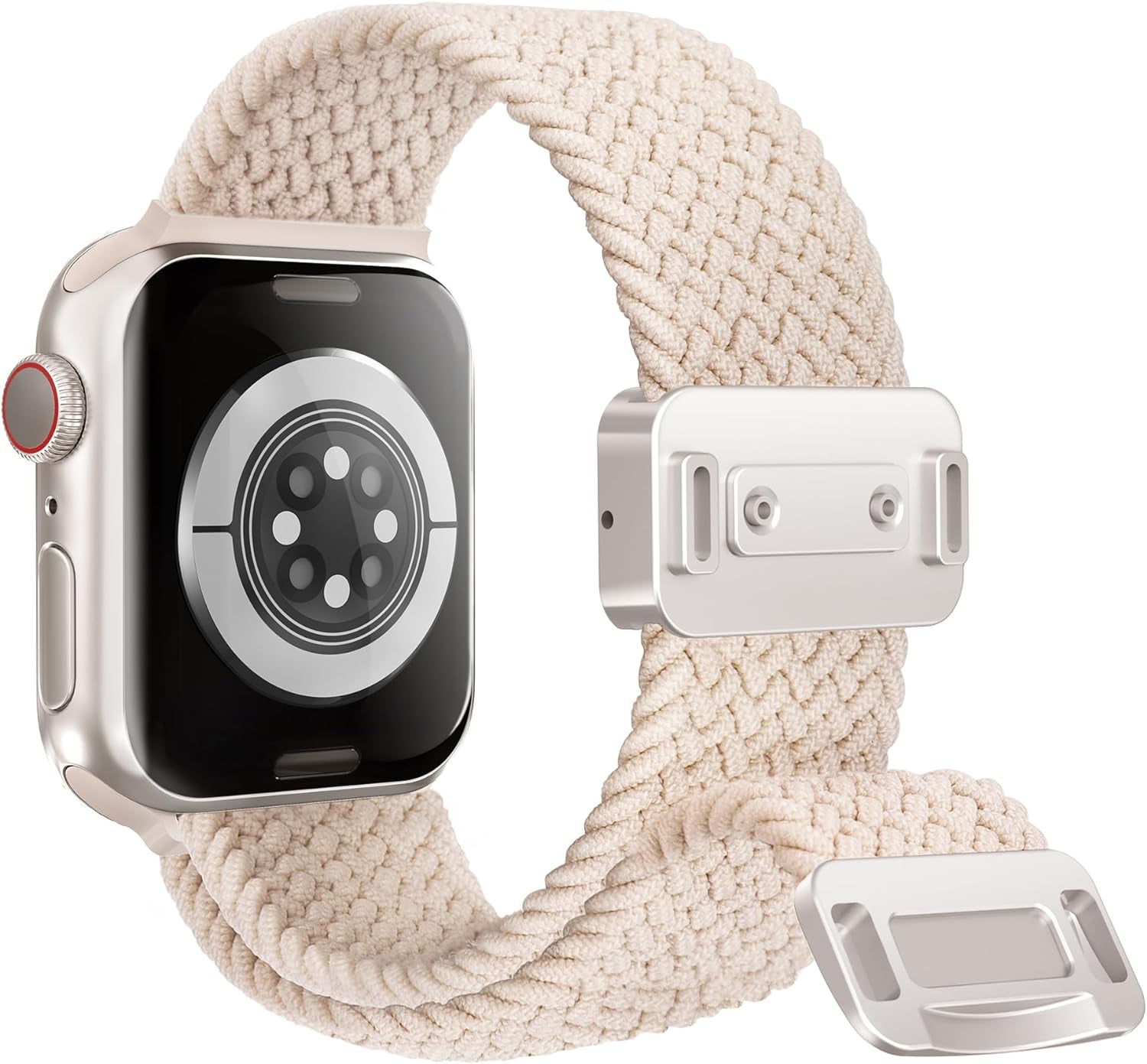 Arae 2 Pack Magnetic Stretchy Watch Band Compatible for Apple Watch Band 38Mm 40Mm 41Mm,Comfortable Straps Wristbands for Iwatch Series 9 8 7 6 5 4 SE 3 2 1 Ultra 1 2 Women Men,Starlight+Orange