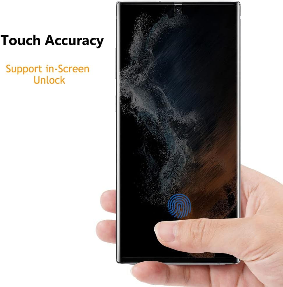 Galaxy S22 Ultra Privacy Screen Protector, [Case Friendly] [Support Fingerprint Unlock] Soft Film for Samsung Galaxy S22 Ultra 5G (6.8"), Full Adhesive, Anti-Scratch, 3D Curve Fit, Touch Sensitive