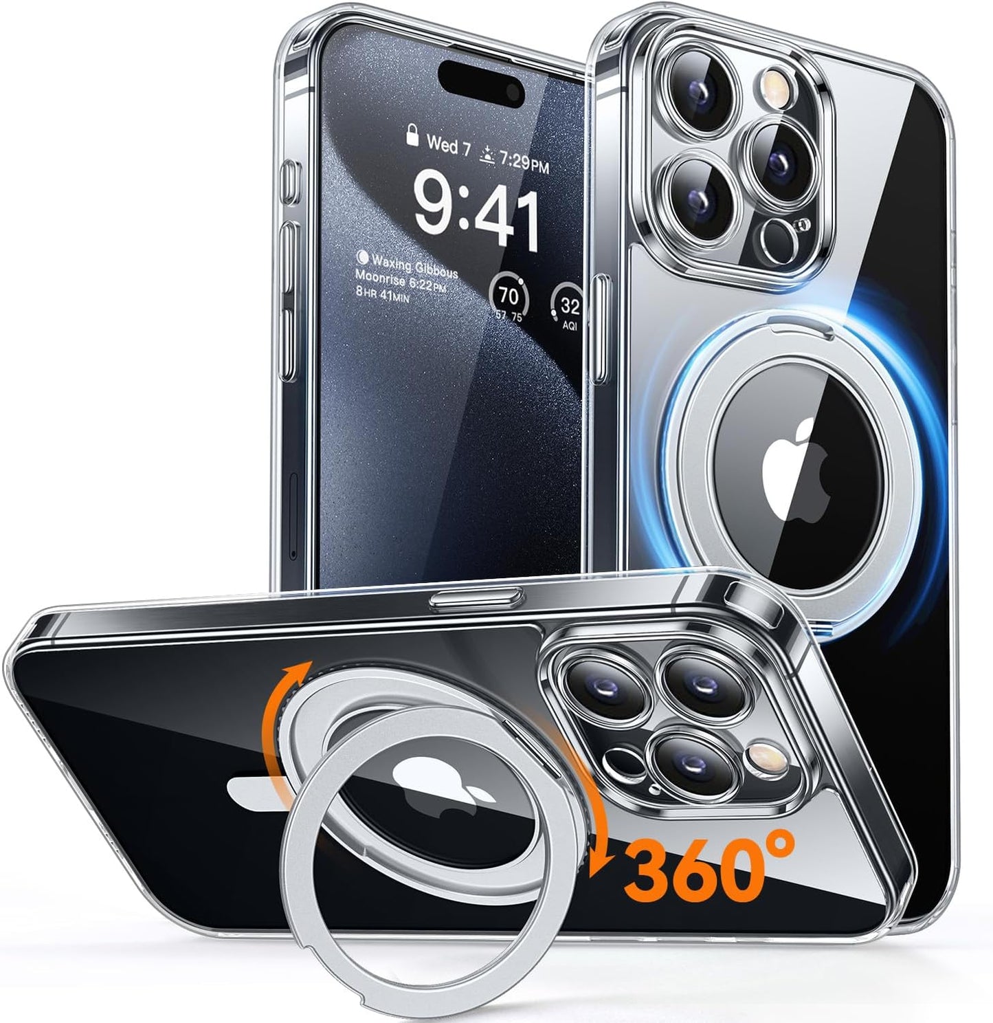 CANSHN 360° Spin Magnetic Stand for Iphone 17 Pro Max Case with Camera Control [Full Camera Protection] [Compatible with Magsafe] Translucent Matte Shockproof Protective Phone Cover 6.9" -Deep Purple