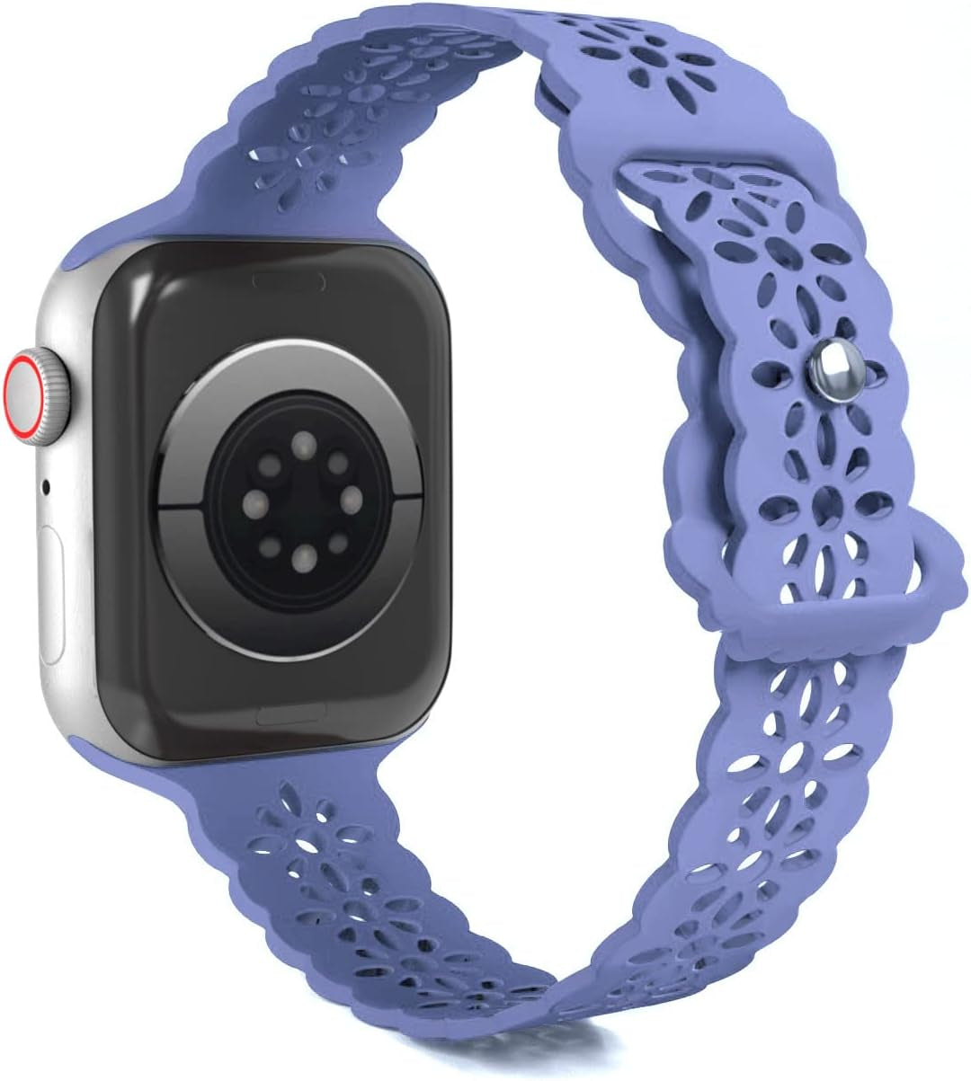 Ginkgonut Lace Silicone Bands Compatible with Apple Watch Band 38Mm 40Mm 41Mm 42Mm 44Mm 45Mm 49Mm,Women Slim Thin Hollow-Out Iwatch Sport Wristband for Apple Watch Ultra Series SE 8 7 6 5 4 3 2 1