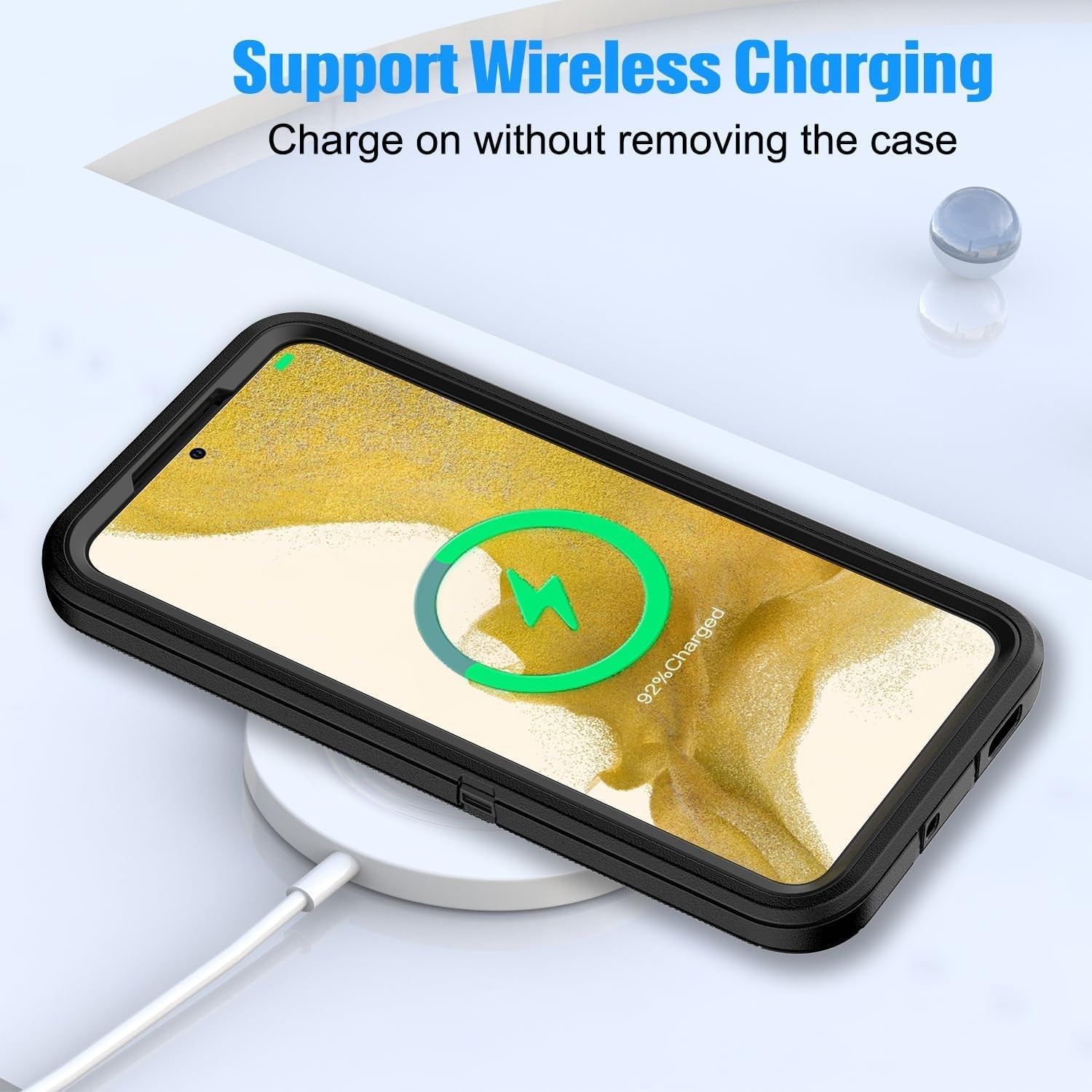 For Samsung Galaxy S22 plus Case with [2 Pack] HD Screen Protector, [Military-Grade] Shockproof Dust/Drop Proof 3-Layer Full Body Protection Heavy Duty Case for Galaxy S22+ Plus, Black