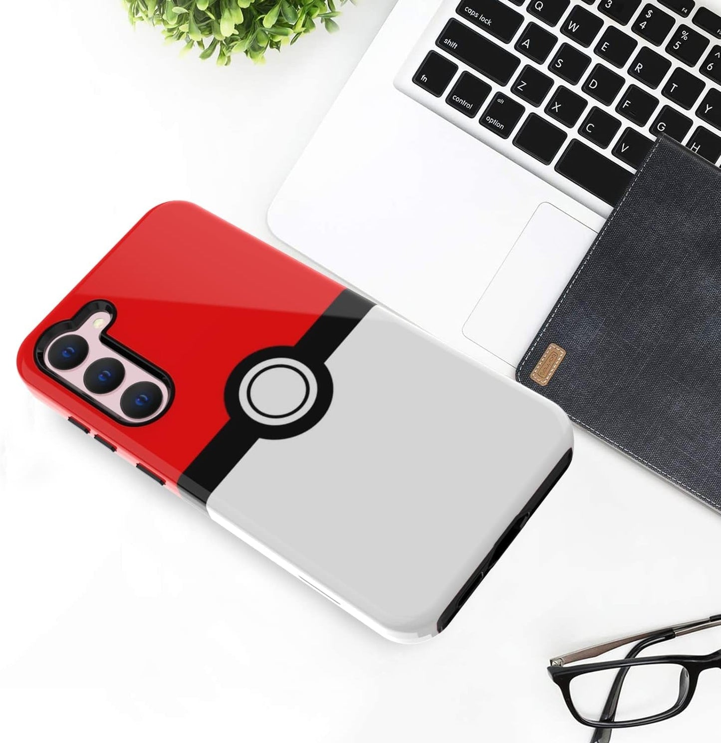 Case for Galaxy S22 S22 plus - Anime Cartoon Kawaii Red&White Ball Pattern Hard PC and Inner Silicone Hybrid Dual Armor Defender Case for Samsung Galaxy S22 Ultra (Galaxy S22)