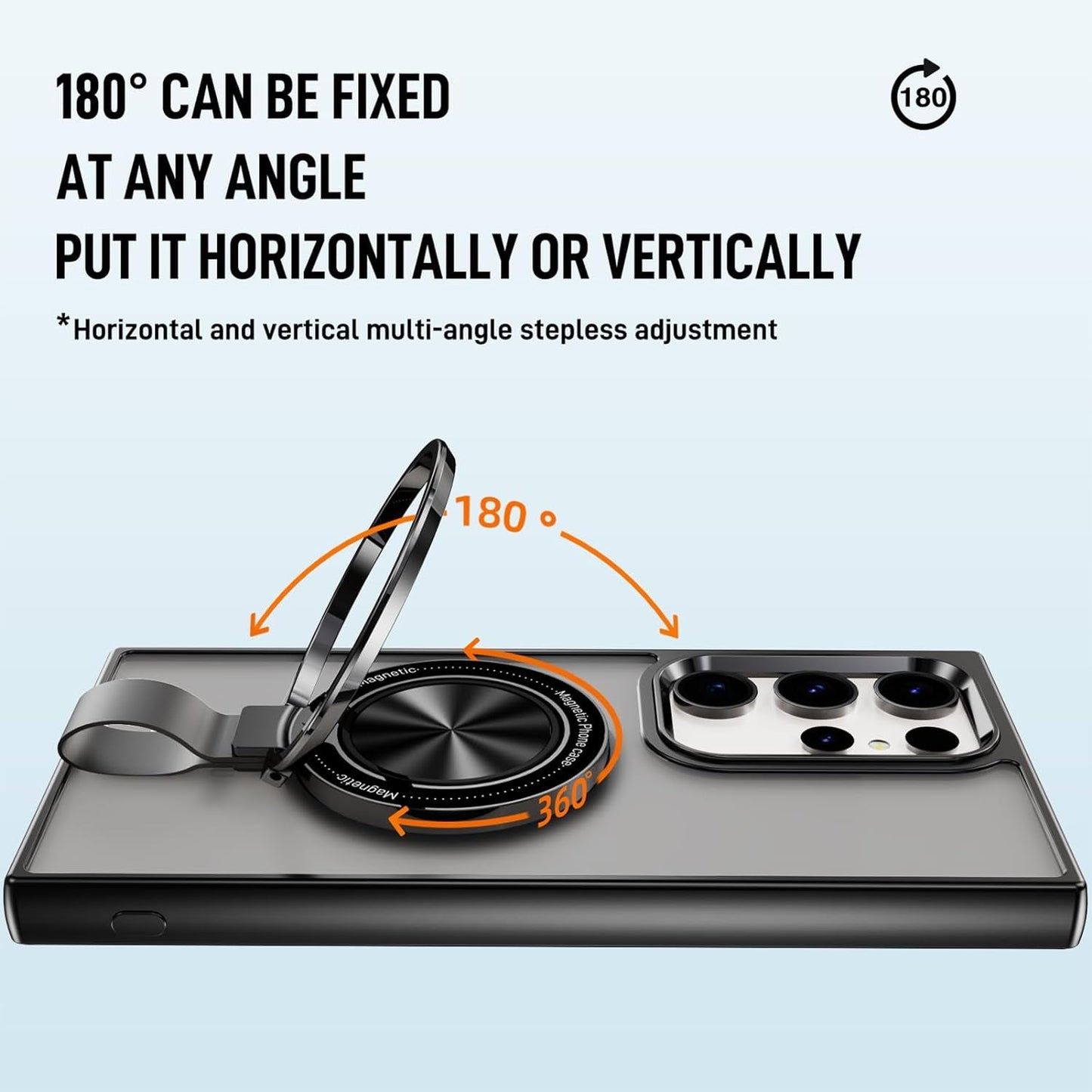 For Galaxy S22 Ultra Case with Magnetic Stand Slim Case with Soft Silicone Bumper for S22 Ultra Cover Wireless Charging Black+Kickstand 13-S22U-07