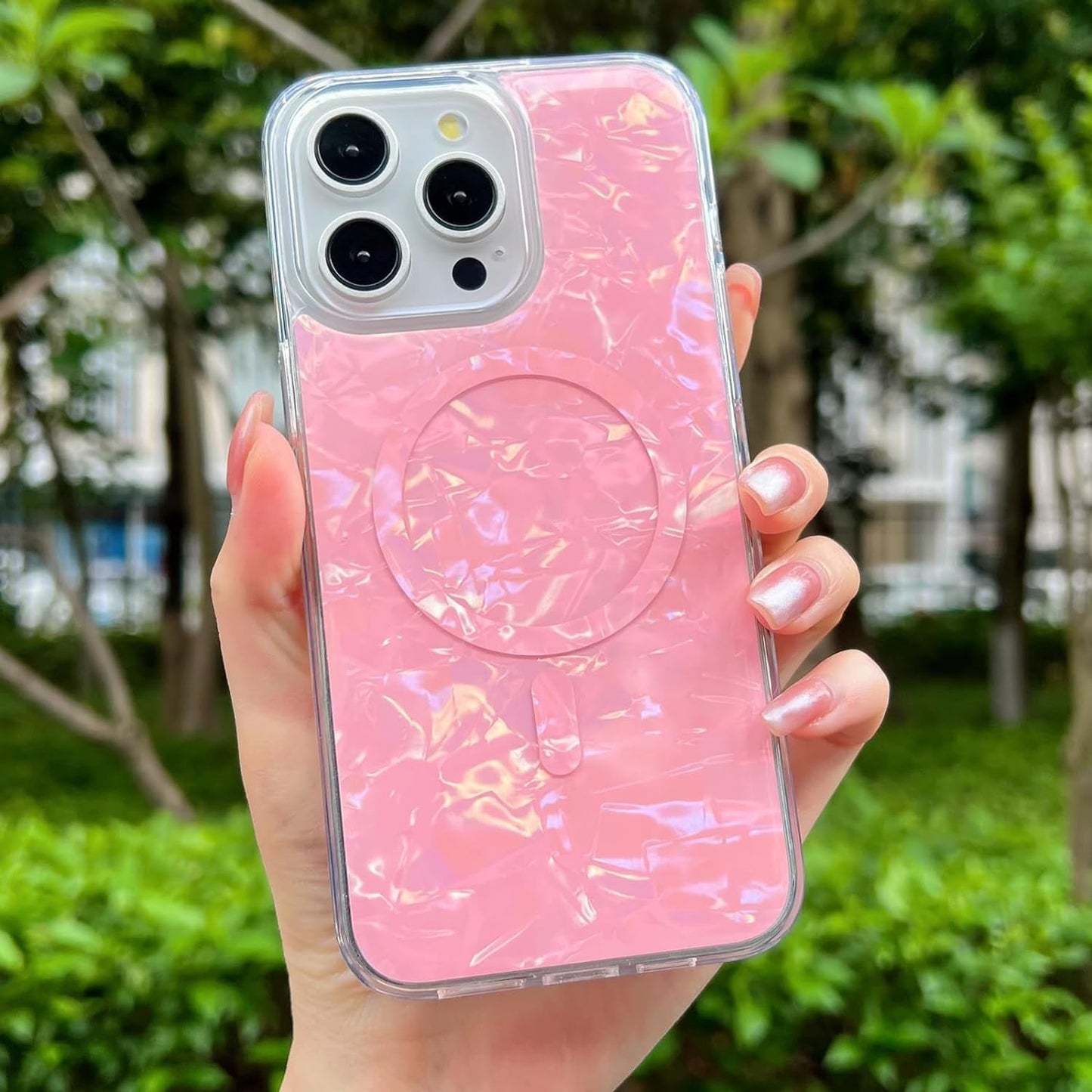 ASONCE Cute Glitter for Iphone 14 Pro Max Case [Compatible with Magsafe] Magnetic Cover with Bling Star for Women Girls [12FT Drop Protection] - Sparkly Gold  Hiwuton Pink Pearl Tort For Iphone 14 Pro Max 6.7" 