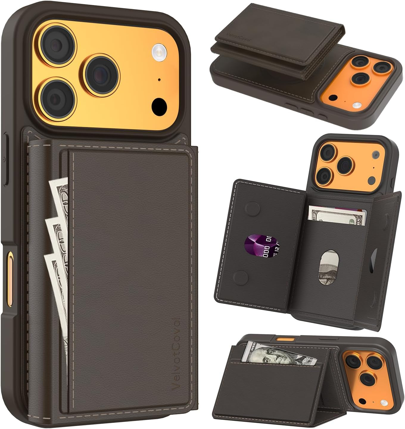 Designed for Iphone 17 Pro Max Case Wallet with Card Holder, [Magnetic Clasp Cover] [RFID Blocking Leather Protection] Shockproof Women Men Cases 6.9 Inch for Apple 17 Pro Max, Black