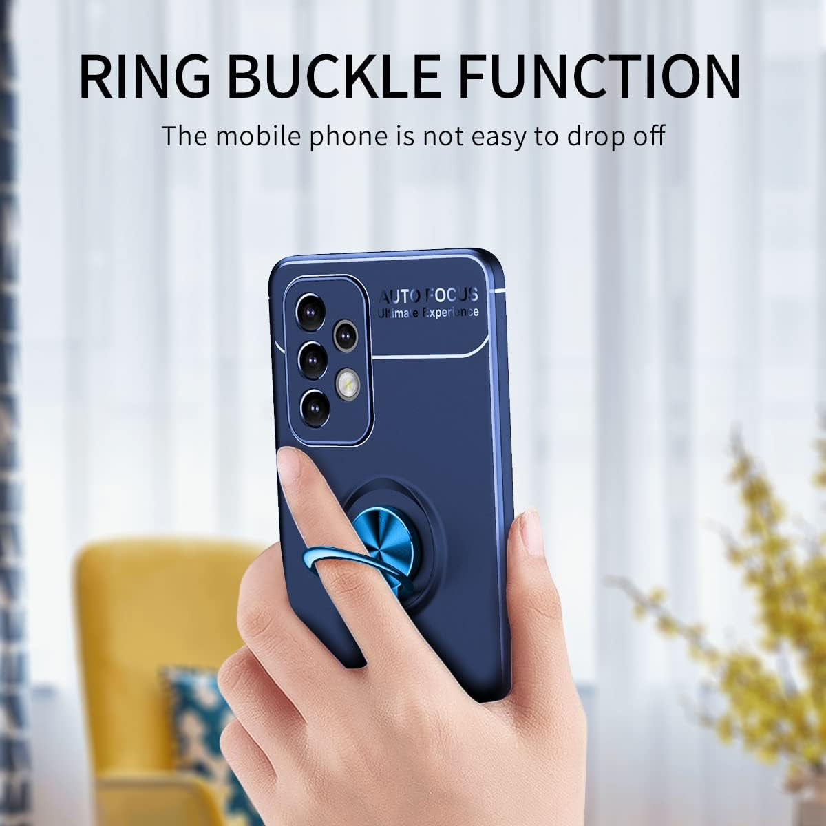 Asuwish Phone Case for Samsung Galaxy A53 5G 2022 with Tempered Glass Screen Protector Cover and Ring Holder Stand Slim Protective Cell Accessories Gaxaly A53 G5 Galaxies 53A SM A536U Women Men Blue