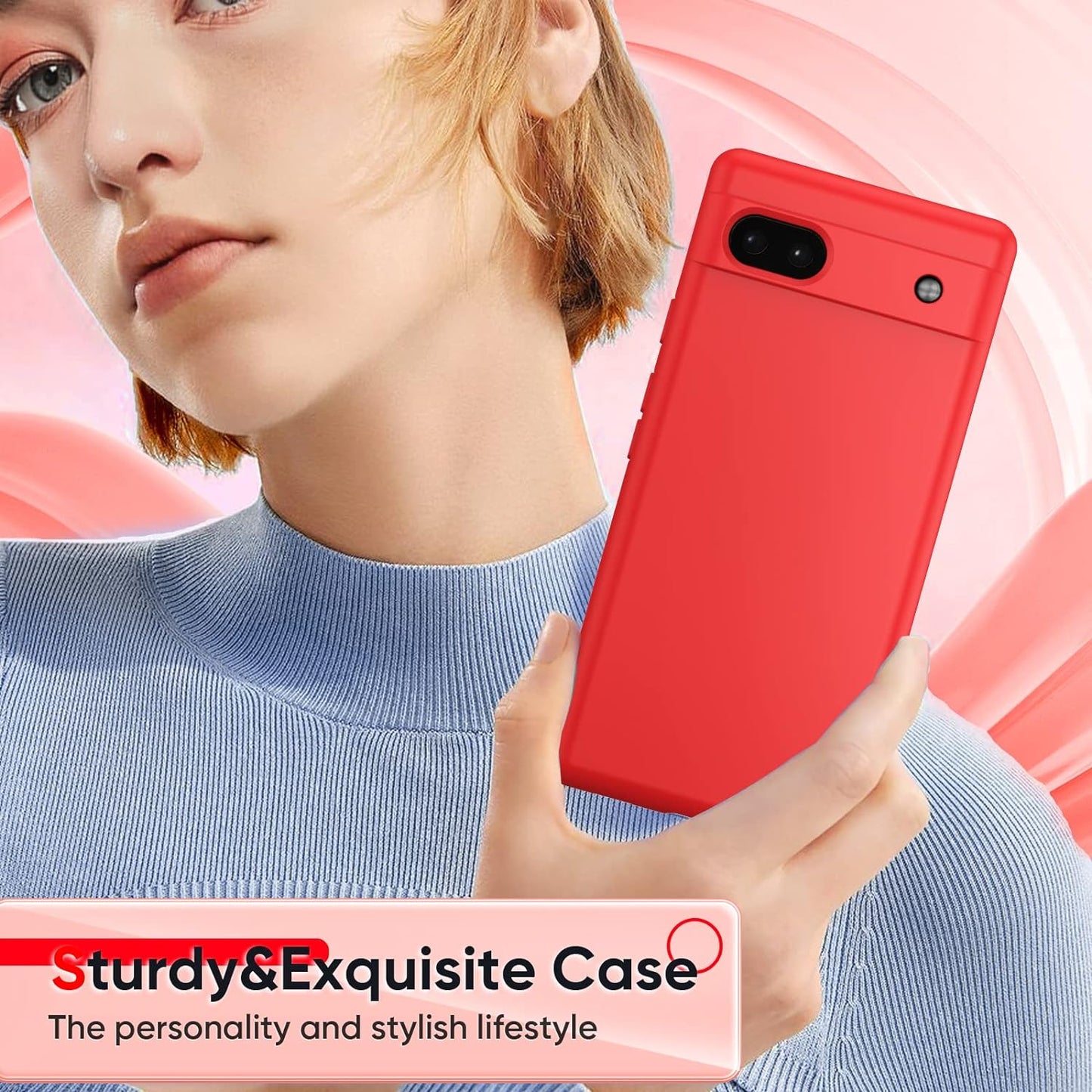 Leyi for Pixel 6A 5G Case: Google Pixel 6A Case with [2 Pack] Tempered Glass Screen Protector Liquid Silicone Soft Microfiber Liner Cover Case Pixel 6A, Red  LeYi   